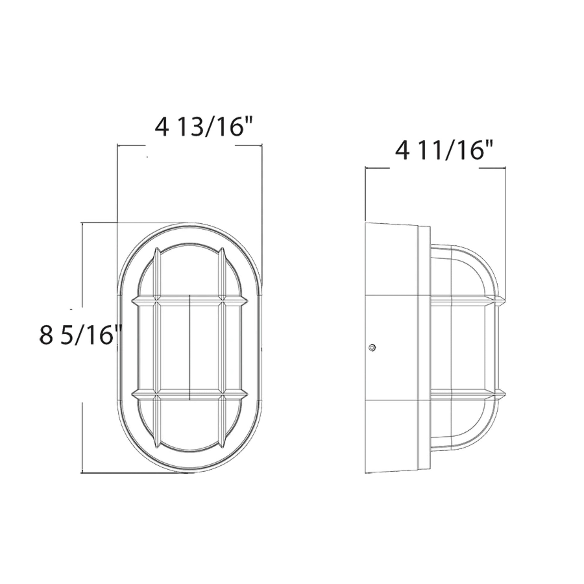 8" Oval Bulkhead Wall Sconce, 1000 Lm, 30K/40K/50K, White, 120-277V - Bees Lighting