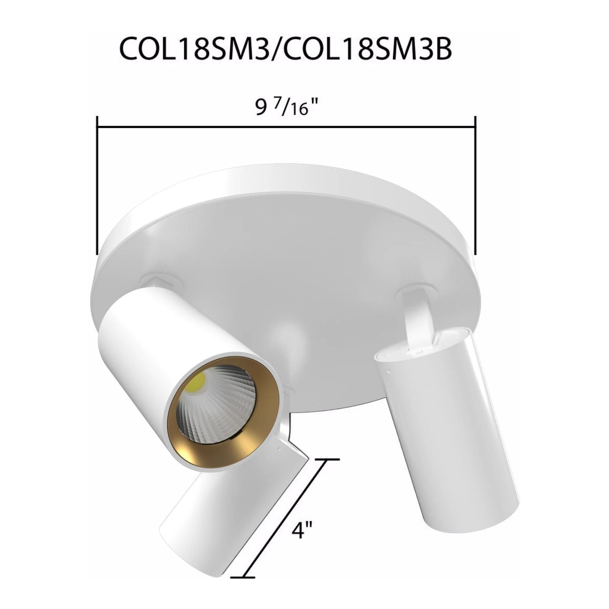 RAB Surface Mount 3 Heads, White, Selectable CCT, 1667 Lumens, 36° Optics