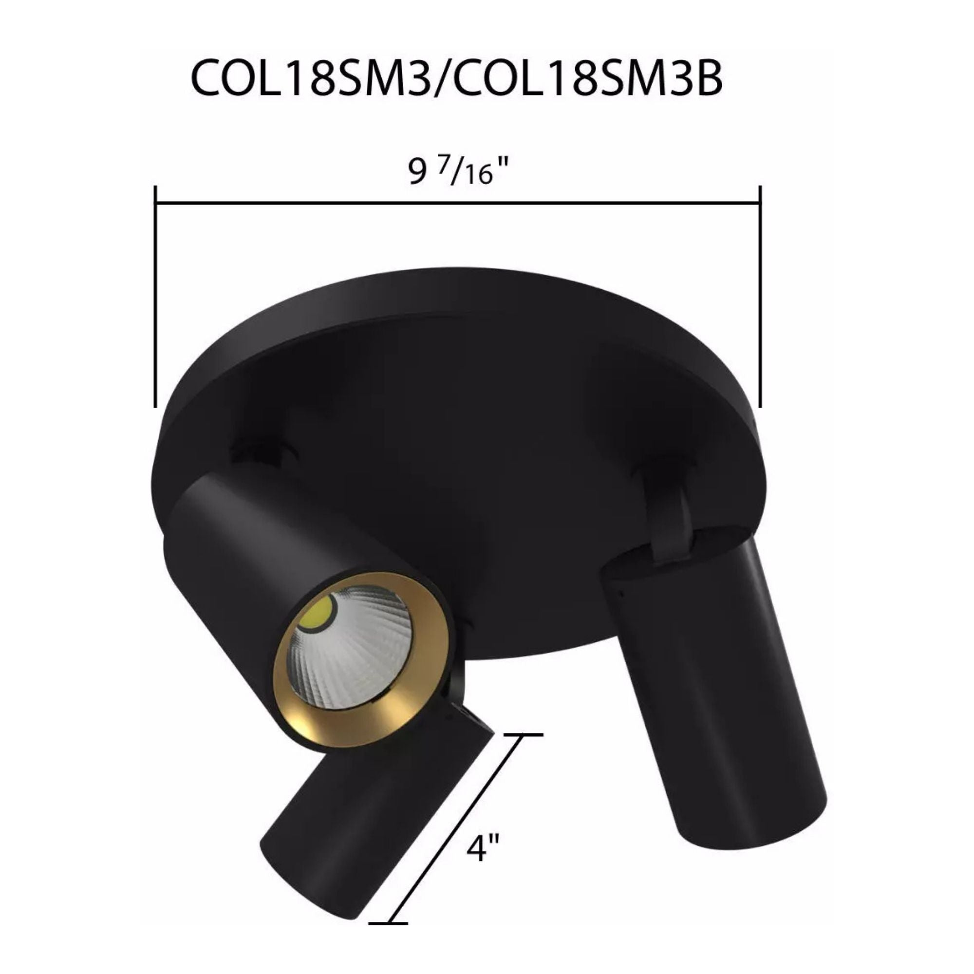 RAB Surface Mount 3 Heads, Black, Selectable CCT, 1667 Lumens, 36° Optics