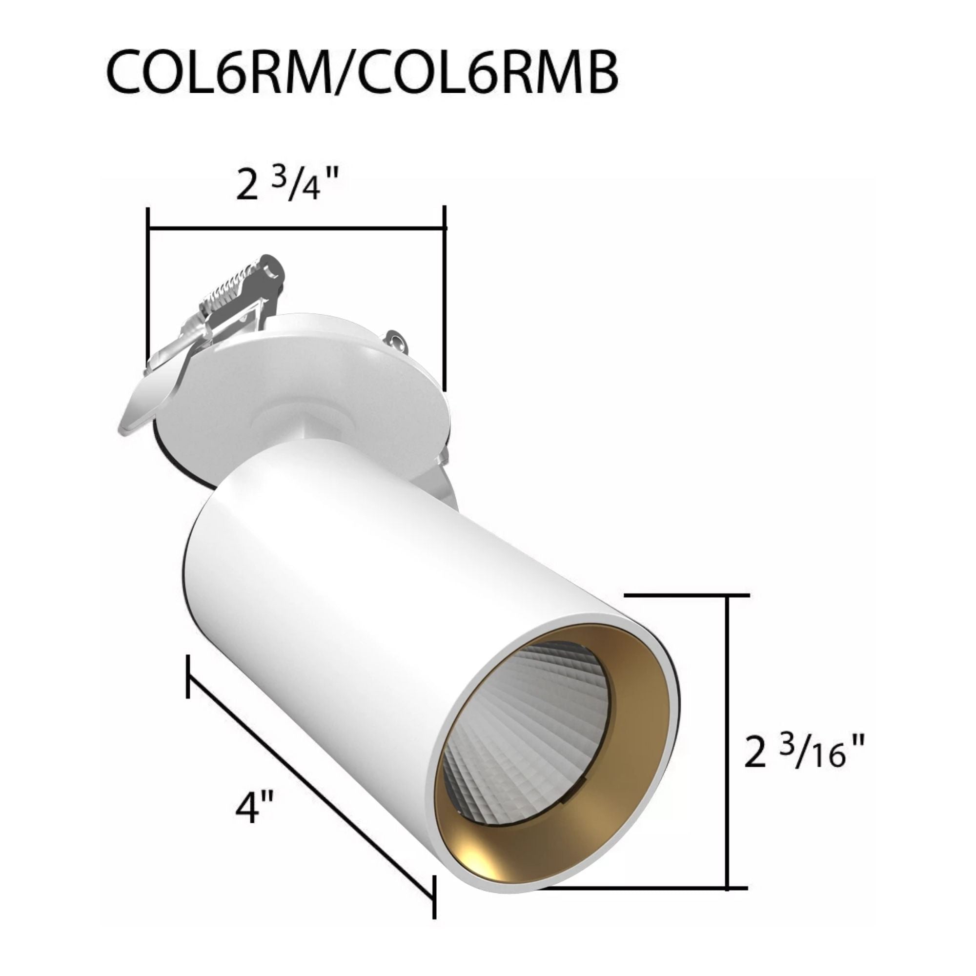 RAB COL6RM Recessed Downlight Track Head 6W 587 Lumens Selectable CCT, White