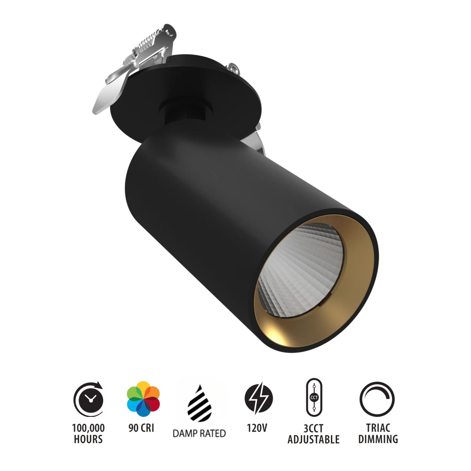 RAB COL6RMB Recessed Downlight Track Head 6W Selectable CCT, Black
