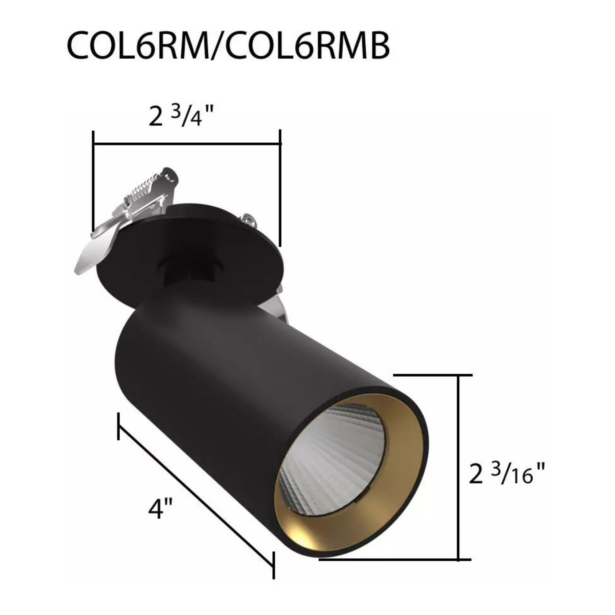 RAB COL6RMB Recessed Downlight Track Head 6W Selectable CCT, Black