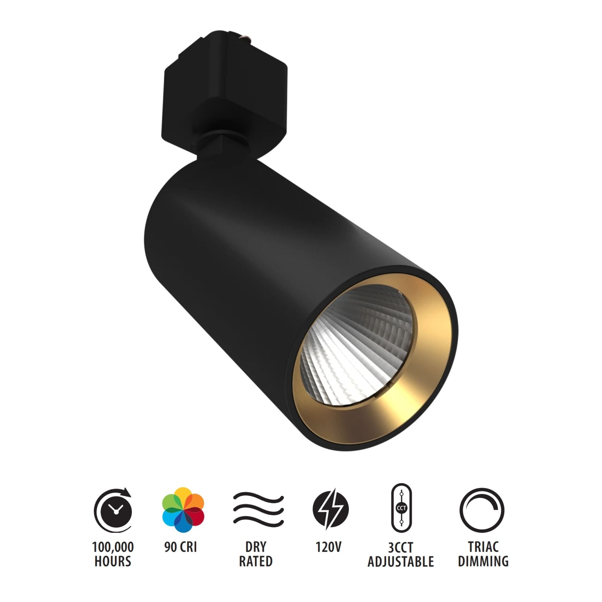 RAB Track Head, H-Type, Black, Selectable CCT, 572 Lumens, 36° Optics