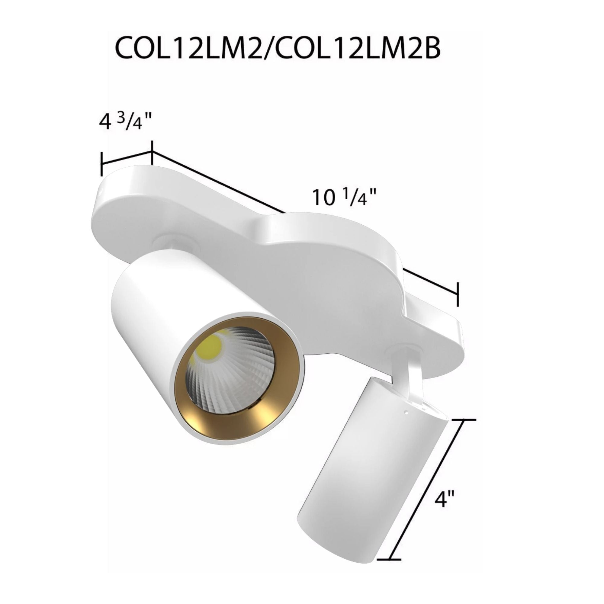 RAB 2-Head Track Fixture, White, Selectable CCT, 1136 Lumens, 36° Optics