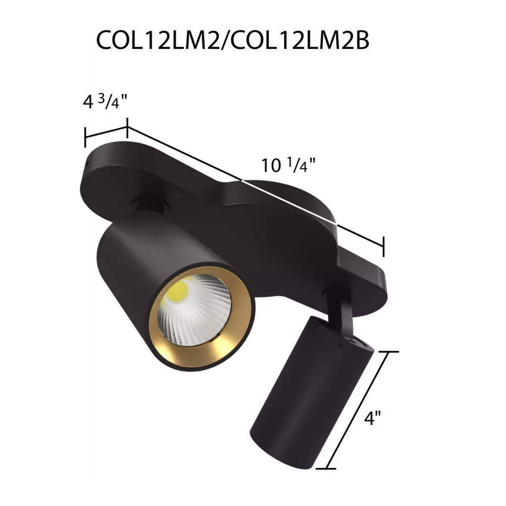 RAB 2-Head Track Fixture, Black, Selectable CCT, 1136 Lumens, 36° Optics