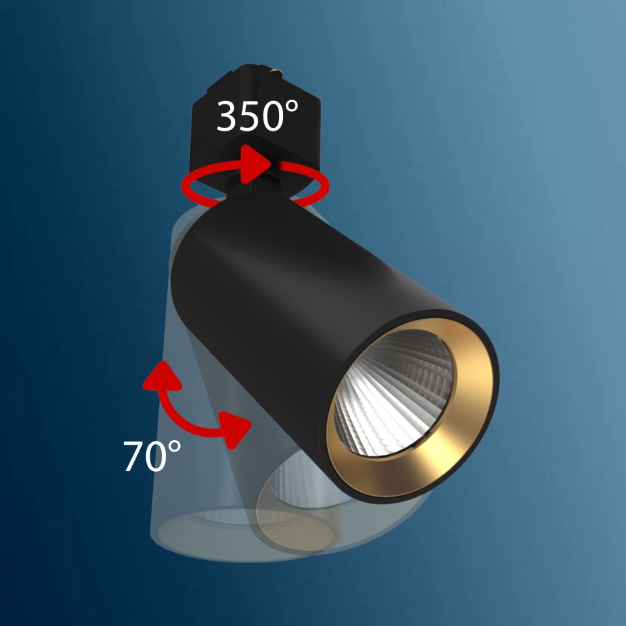 RAB Column Track Fixture, Selectable CCT, 36° Optics