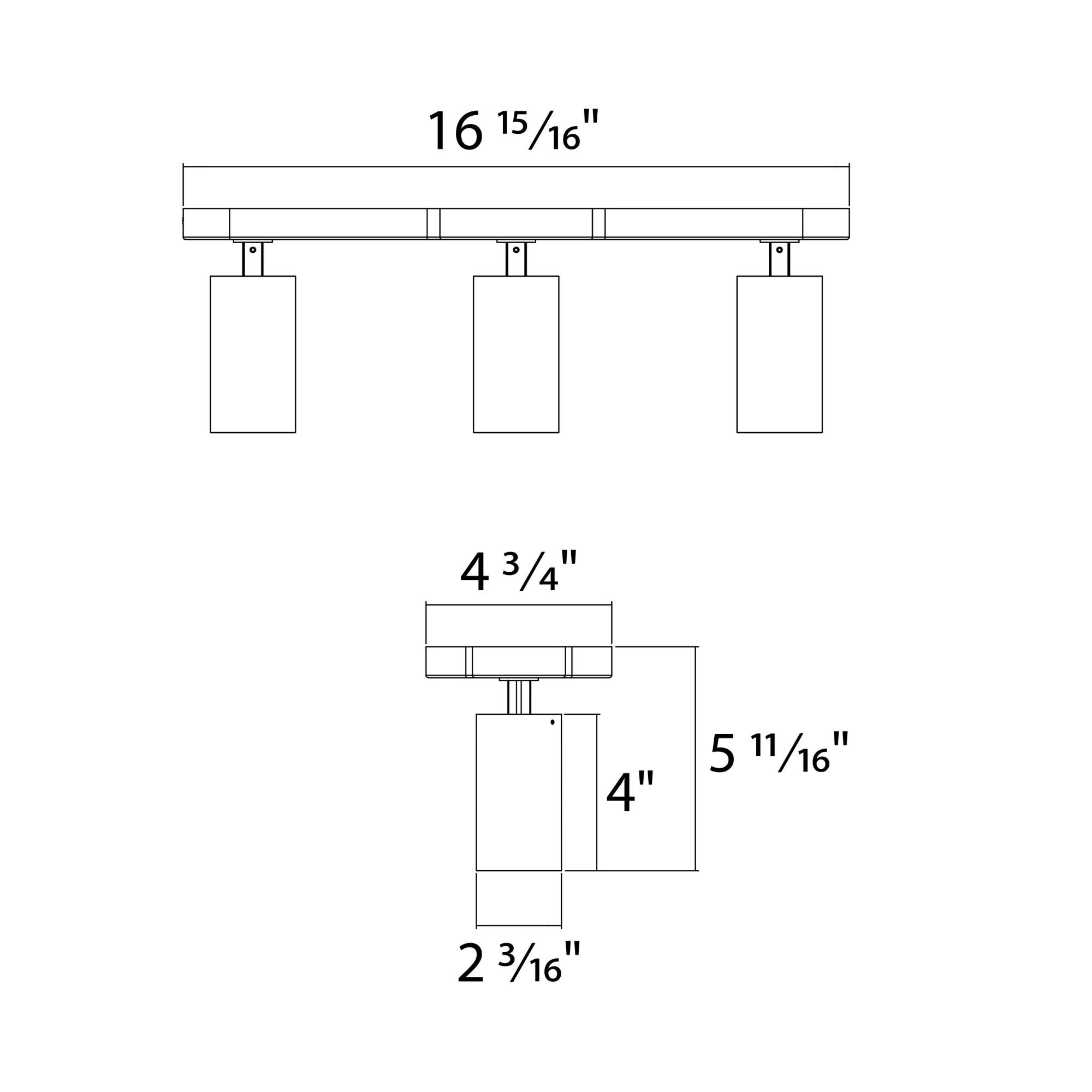 RAB 3-Head Track Fixture, Black, Selectable CCT, 1698 Lumens, 36° Optics