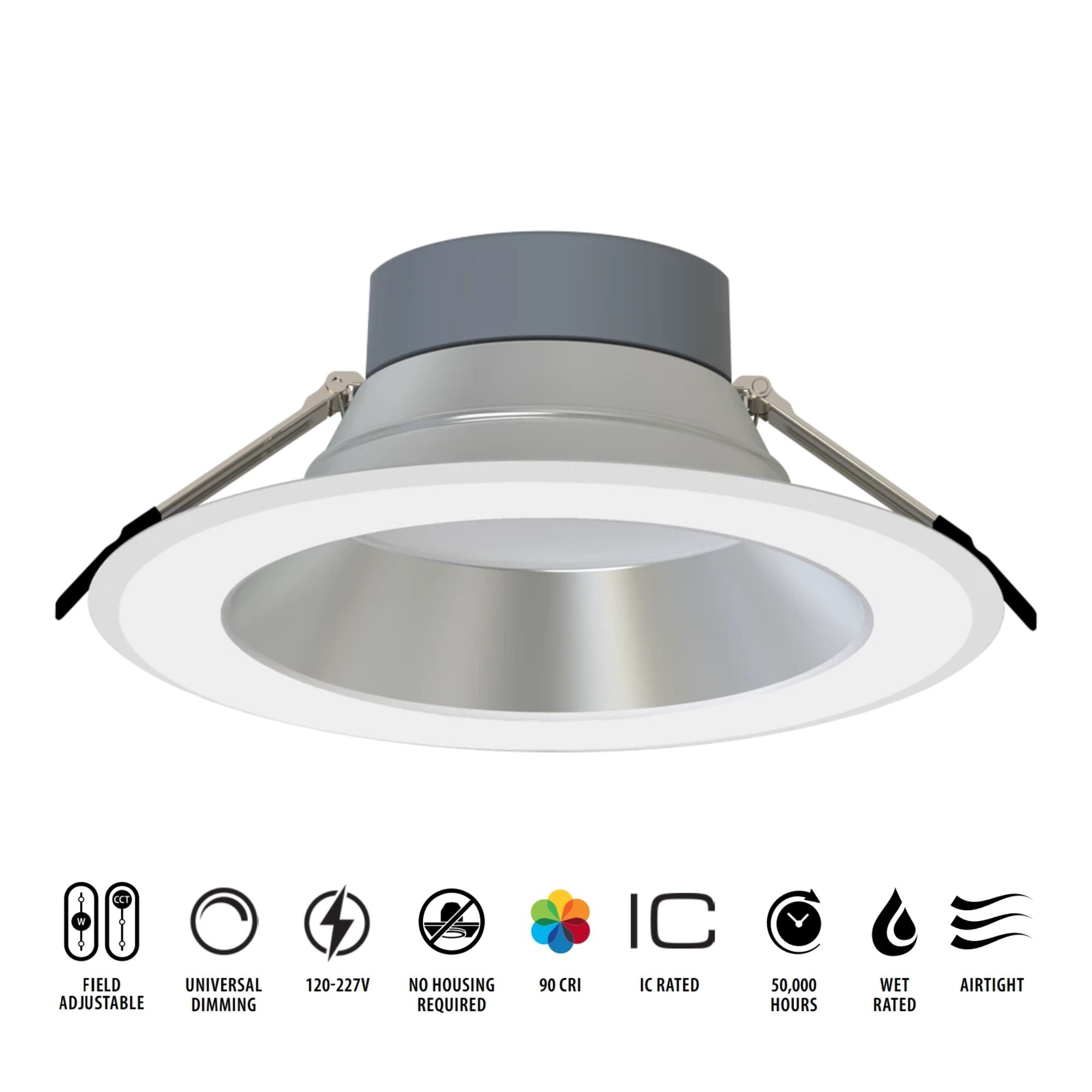 RAB CR10-HW 10 in. Open Deep Regressed Downlight 37W 4500 Lumens Selectable CCT, Haze White