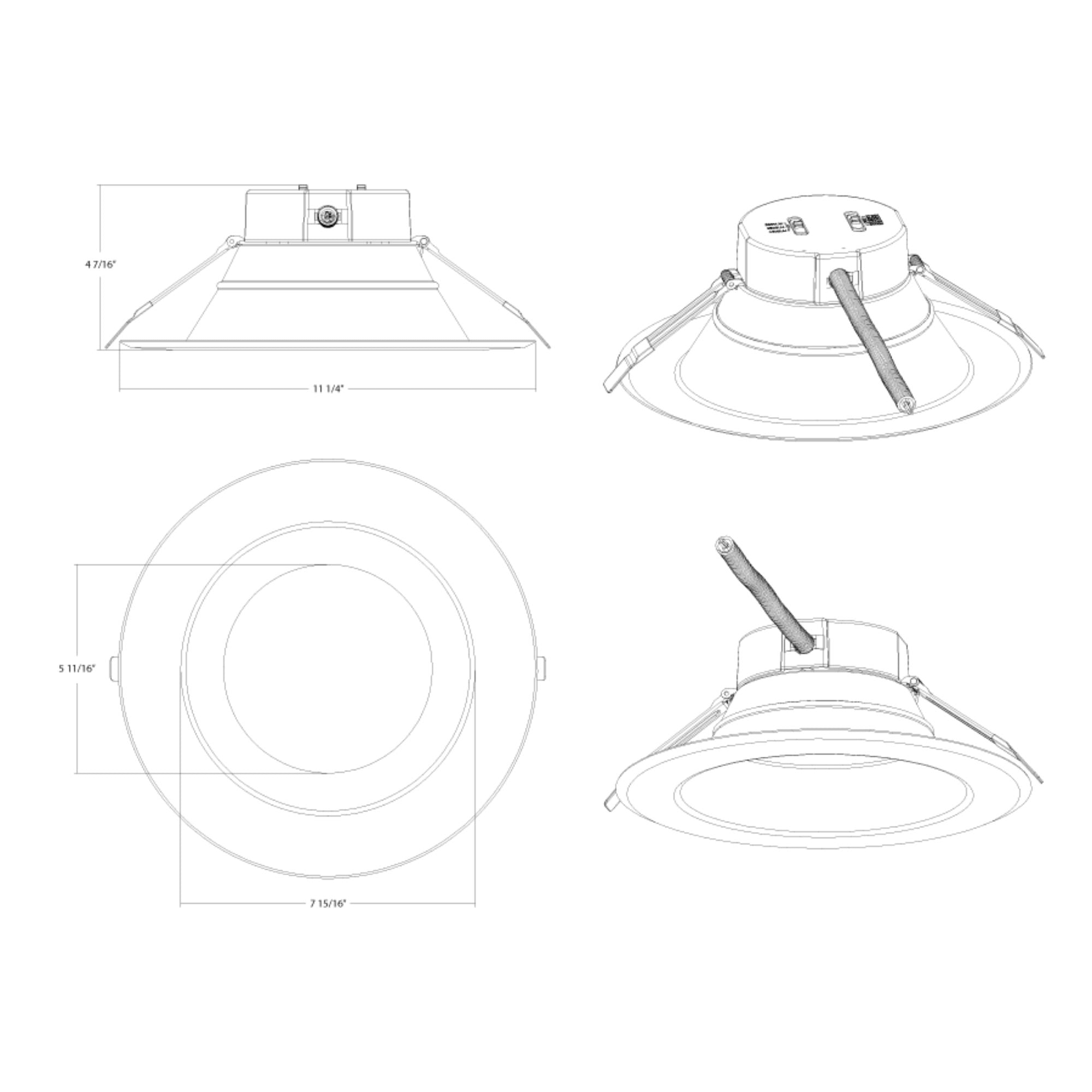 RAB CR10-HW 10 in. Open Deep Regressed Downlight 37W 4500 Lumens Selectable CCT, Haze White