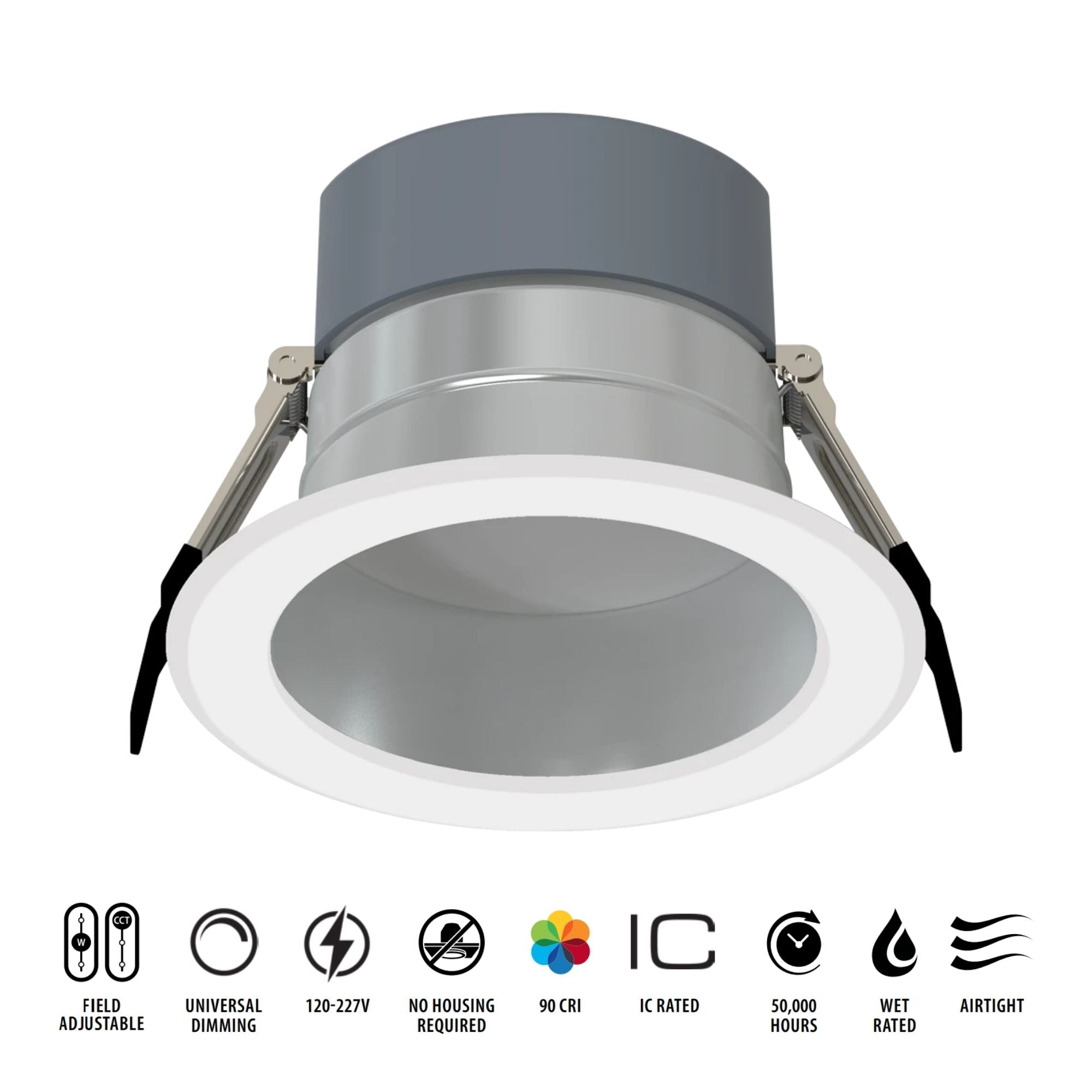 RAB CR4-HW 4 in. Open Deep Regressed Downlight 10W 1000 Lumens Selectable CCT, Haze White