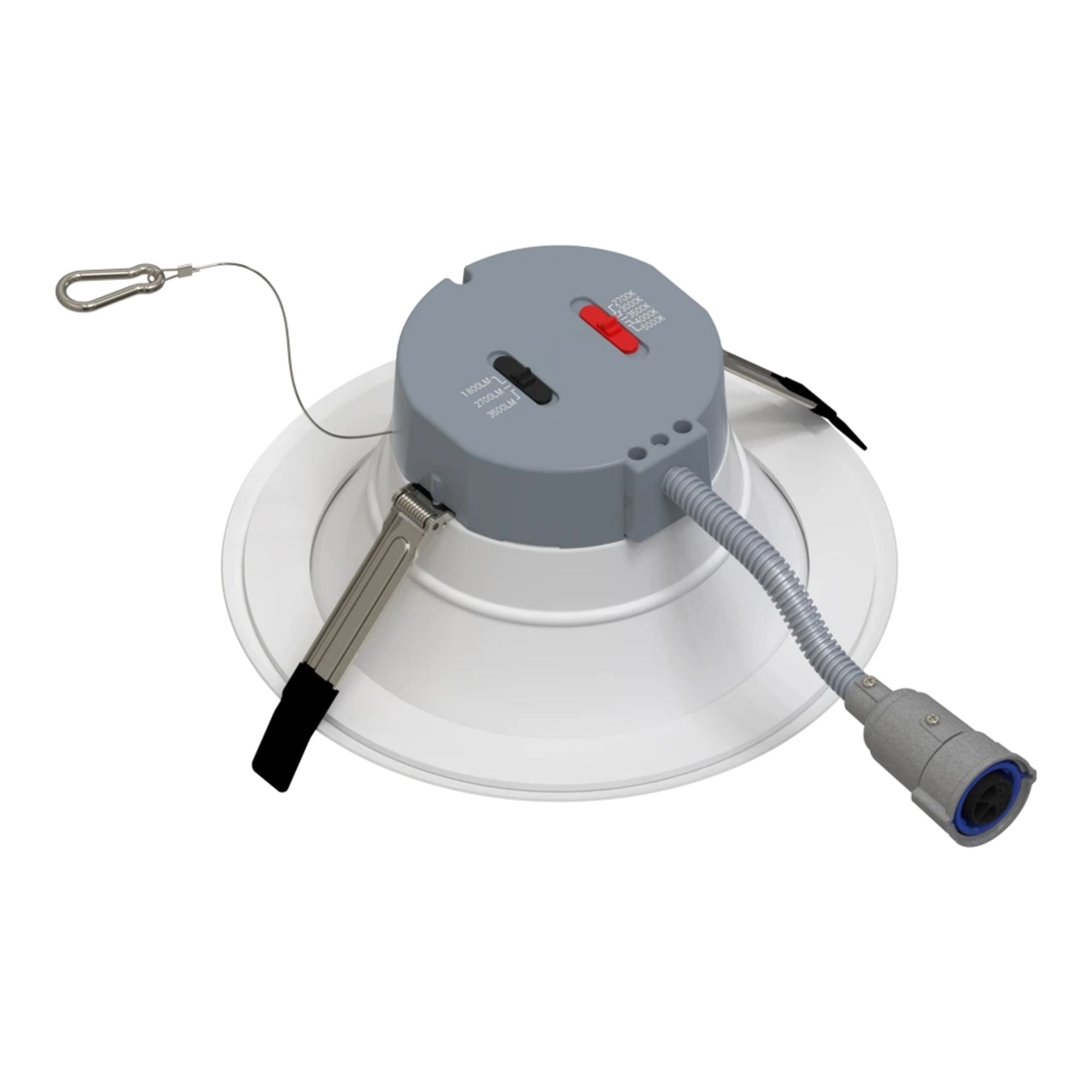 RAB CR8/E 8 in. Open Deep Regressed Downlight 31W 3500 Lumens Selectable CCT, Emergency Battery Included