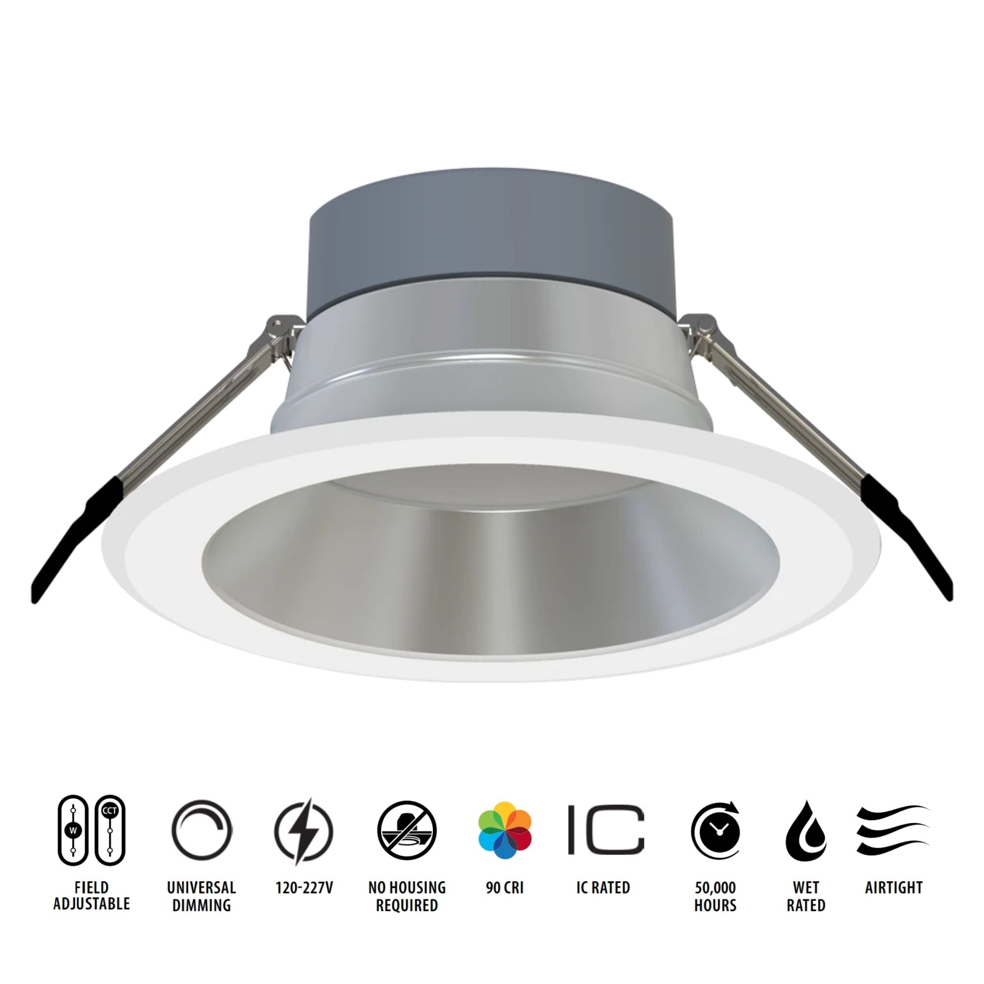 RAB CR8-HW 8 in. Open Deep Regressed Downlight 30W 3500 Lumens Selectable CCT, Haze White