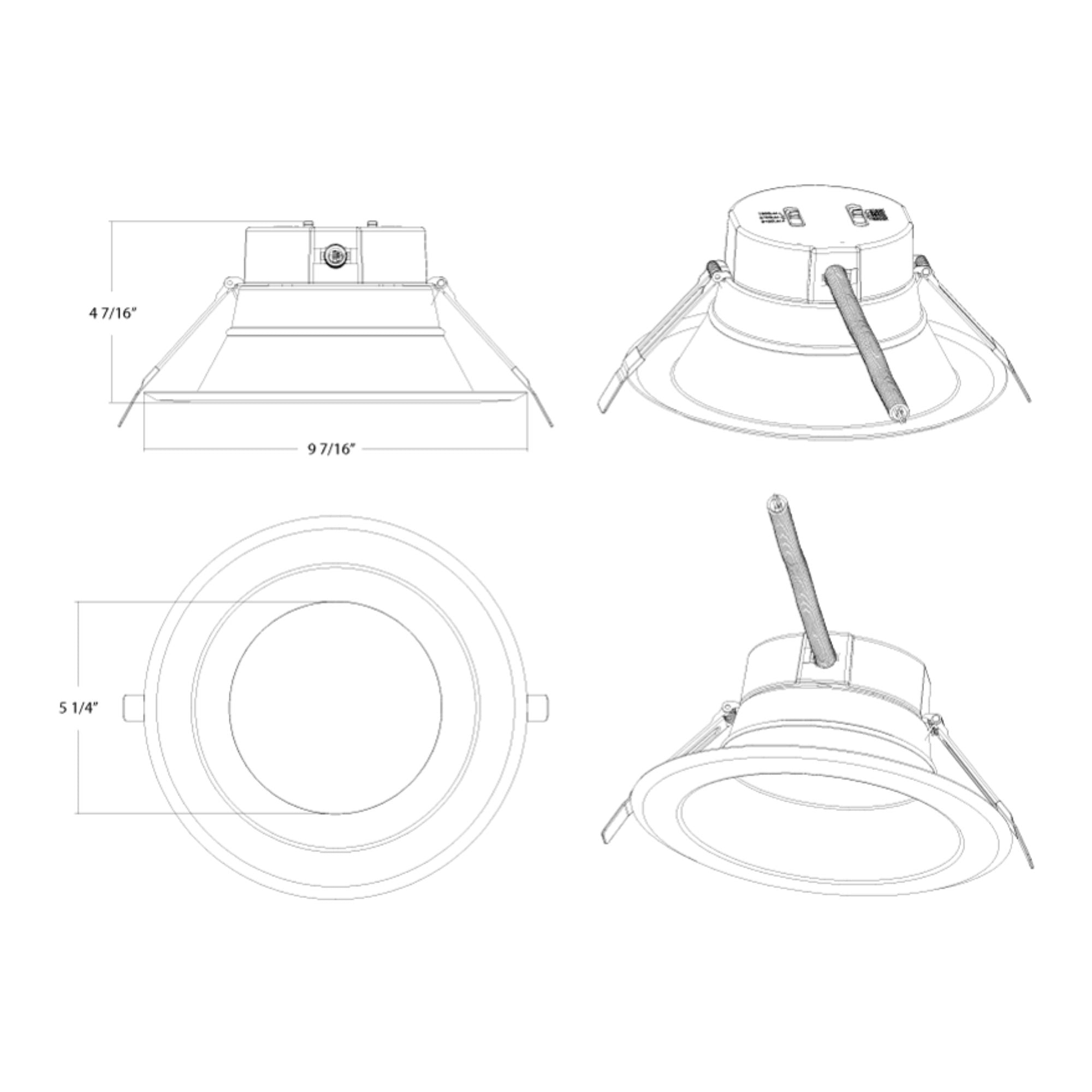 RAB CR8-HW 8 in. Open Deep Regressed Downlight 30W 3500 Lumens Selectable CCT, Haze White