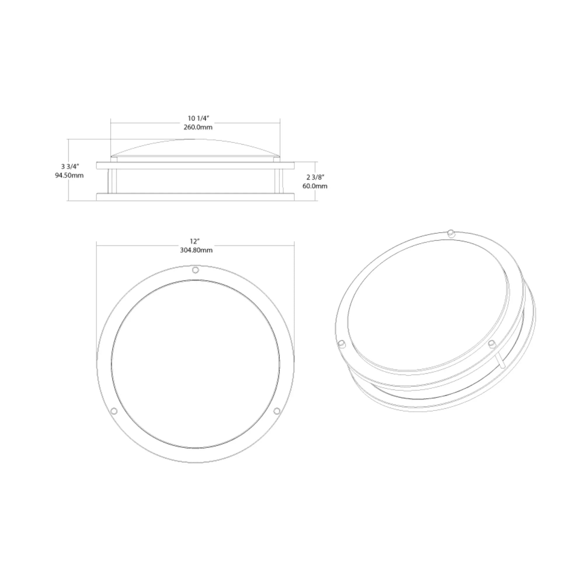 CRVFA 12" LED Flush Mount, 5CCT, Brushed Nickel, 120-277V, Battery Backup