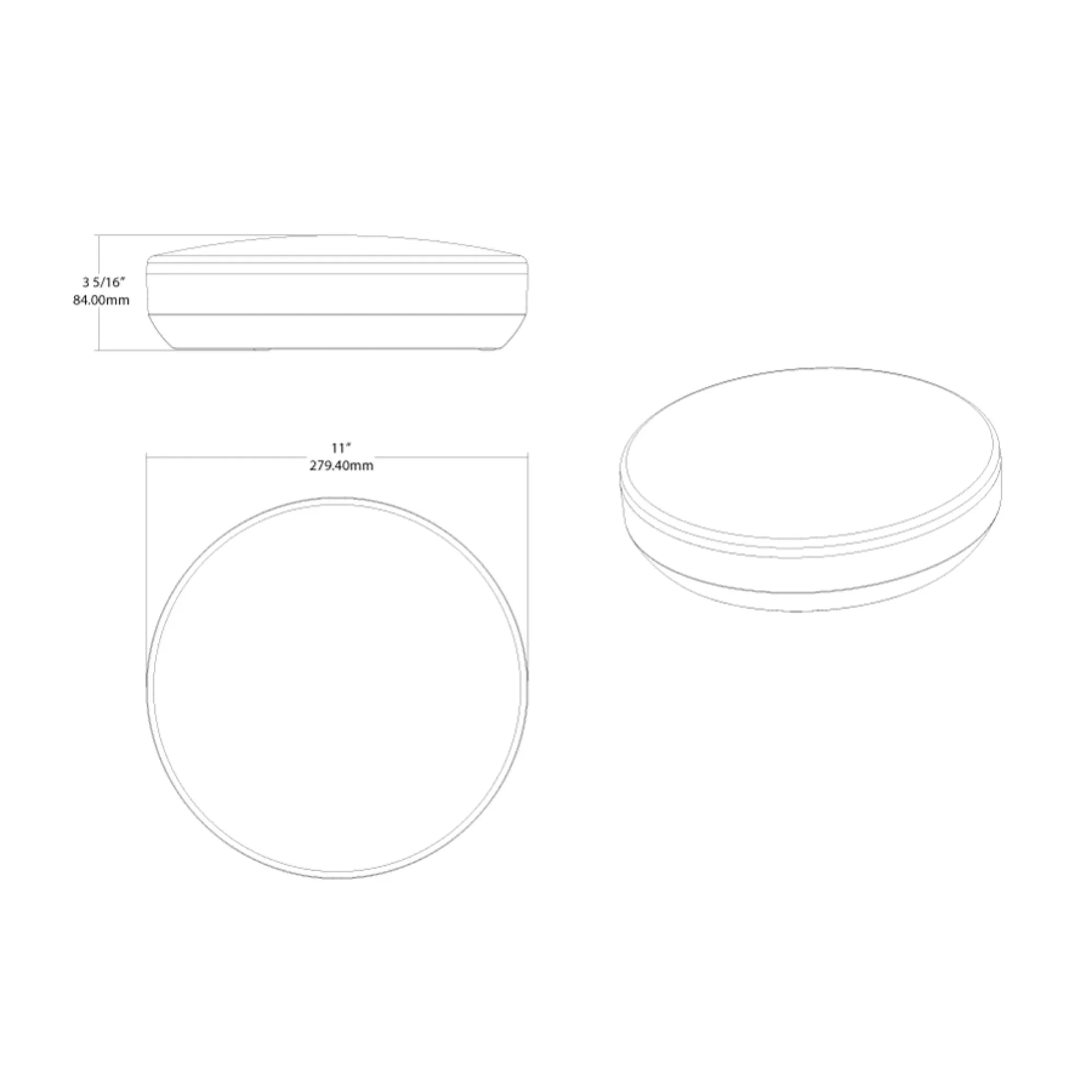 CRVFA 11" LED Surface Mount, 5CCT, White Finish, 120-277V, 0-10V Dim, Occupancy Sensor