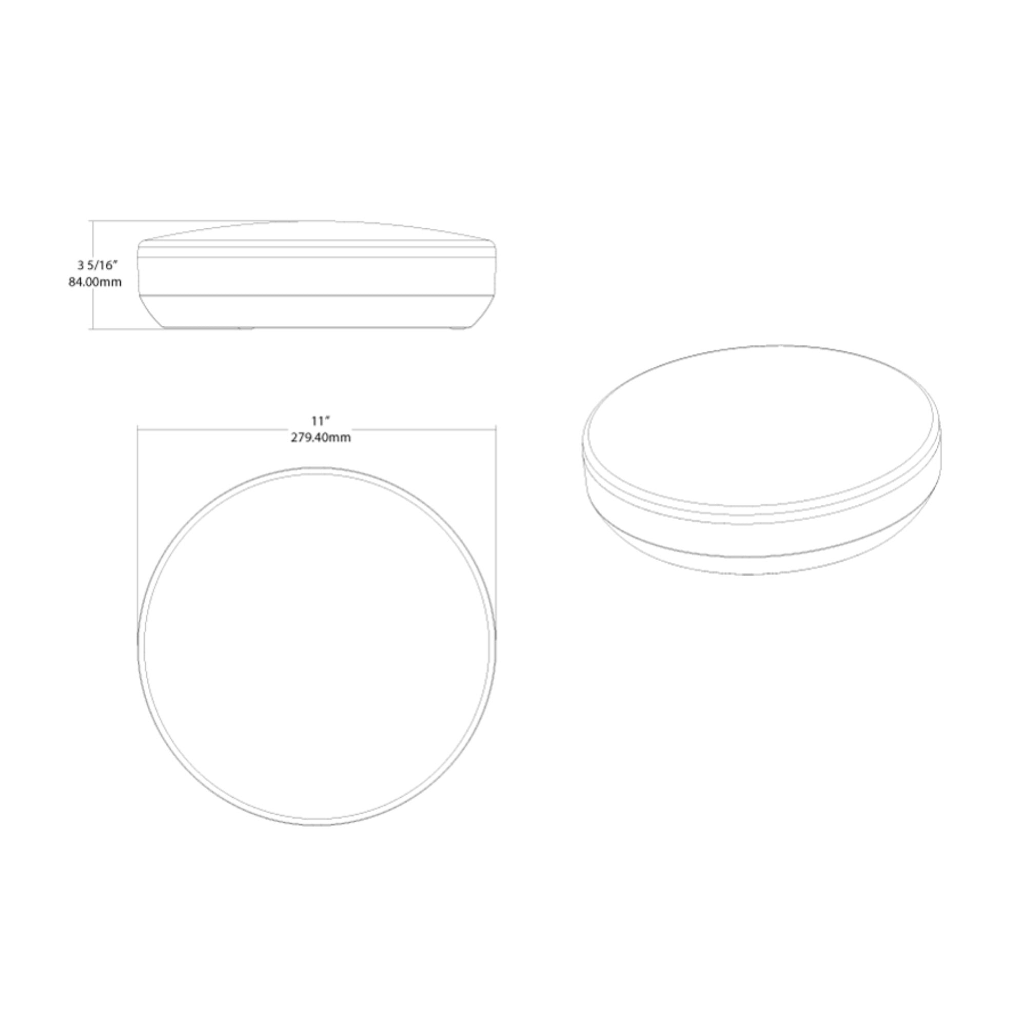 CRVFA 11" LED Surface Mount, 5CCT, White Finish, 120-277V, Triac Dim