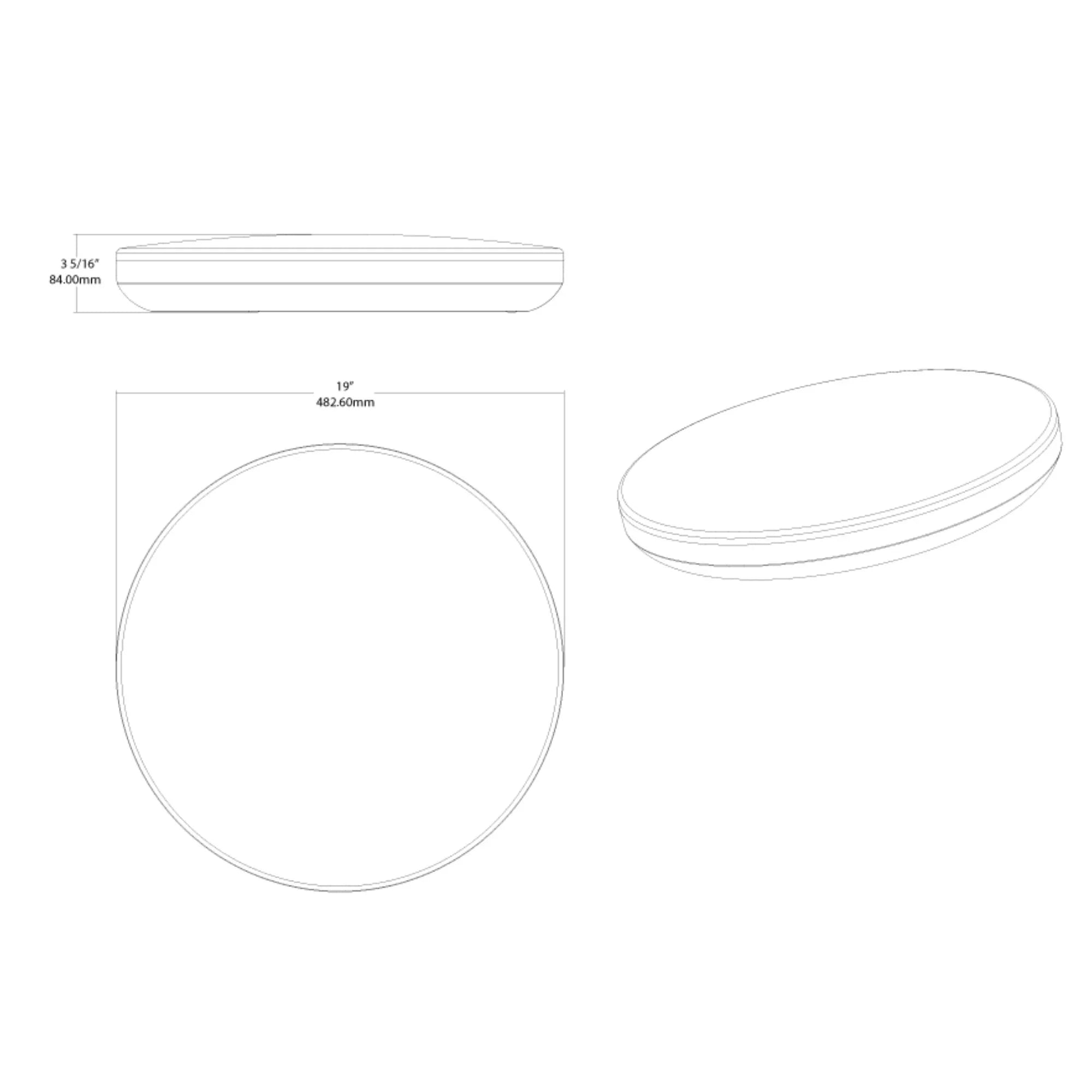 CRVFA 19" LED Surface Mount, 5CCT, White Finish, 120V