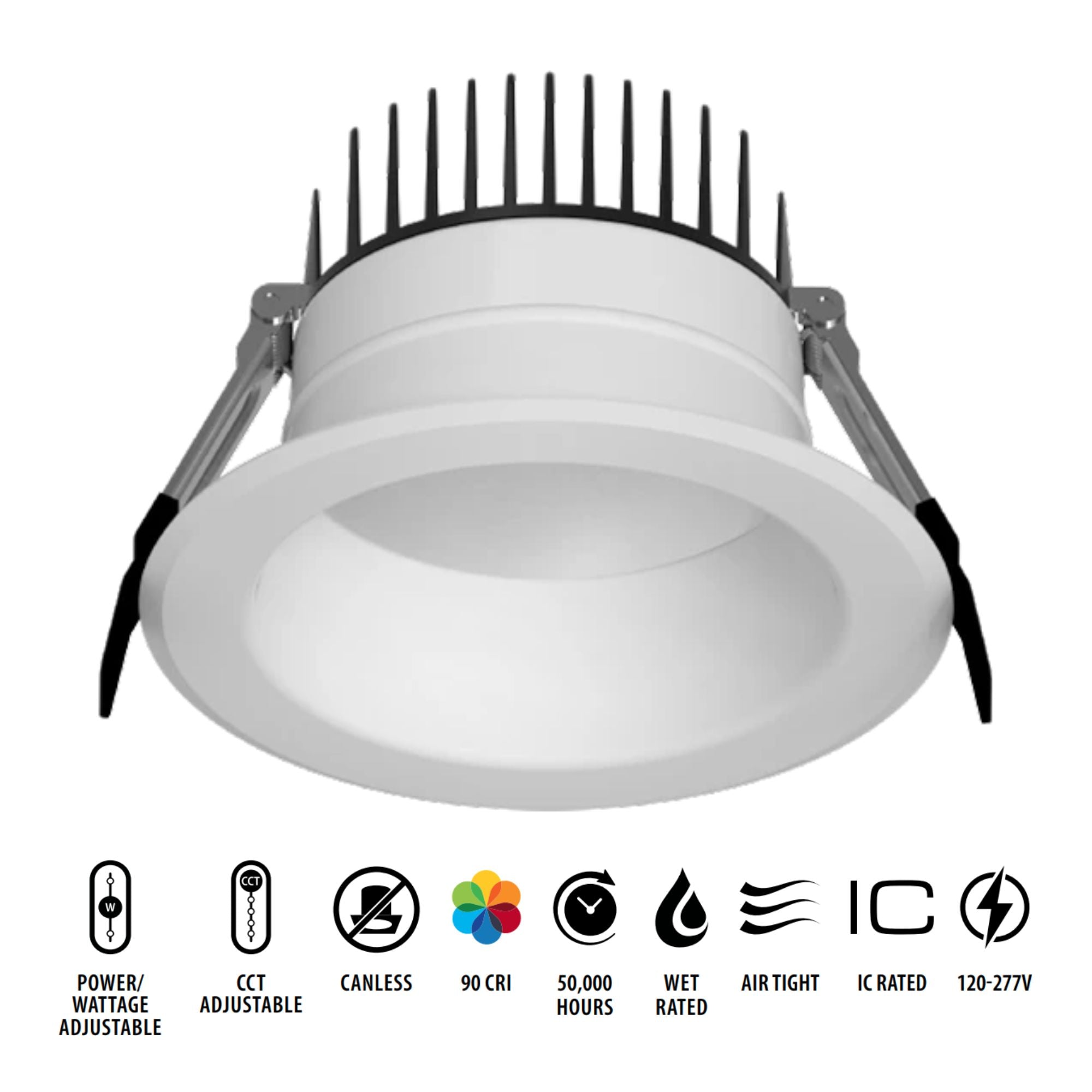 4" High-Output Commercial Downlight, 2000 Lm, 5-CCT, 120-277V, ELV/0-10V
