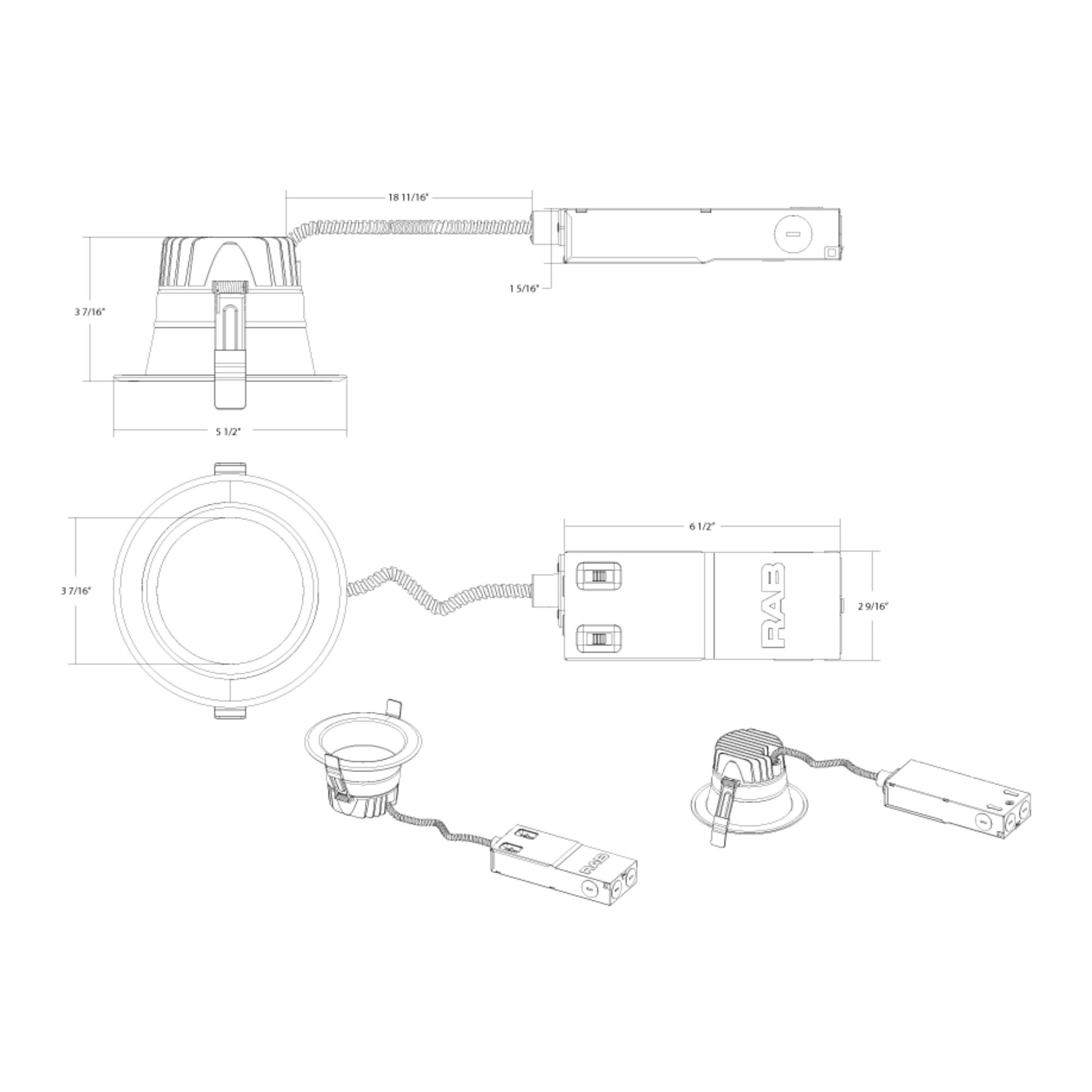 4" High-Output Commercial Downlight, 2000 Lm, 5-CCT, 120-277V, ELV/0-10V - Bees Lighting