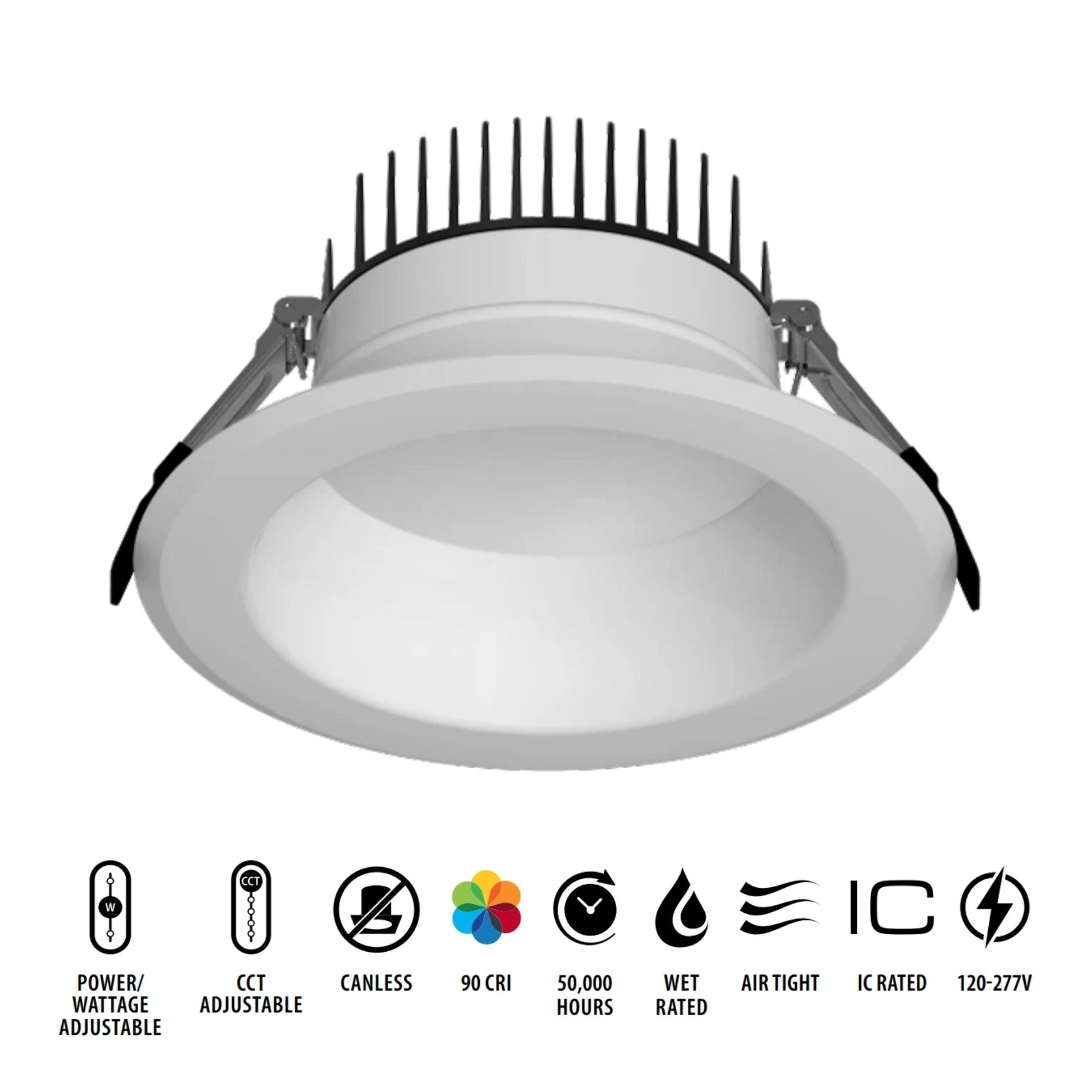 6" High-Output Commercial Downlight, 5000 Lm, 5-CCT, 120-277V, 0-10V - Bees Lighting