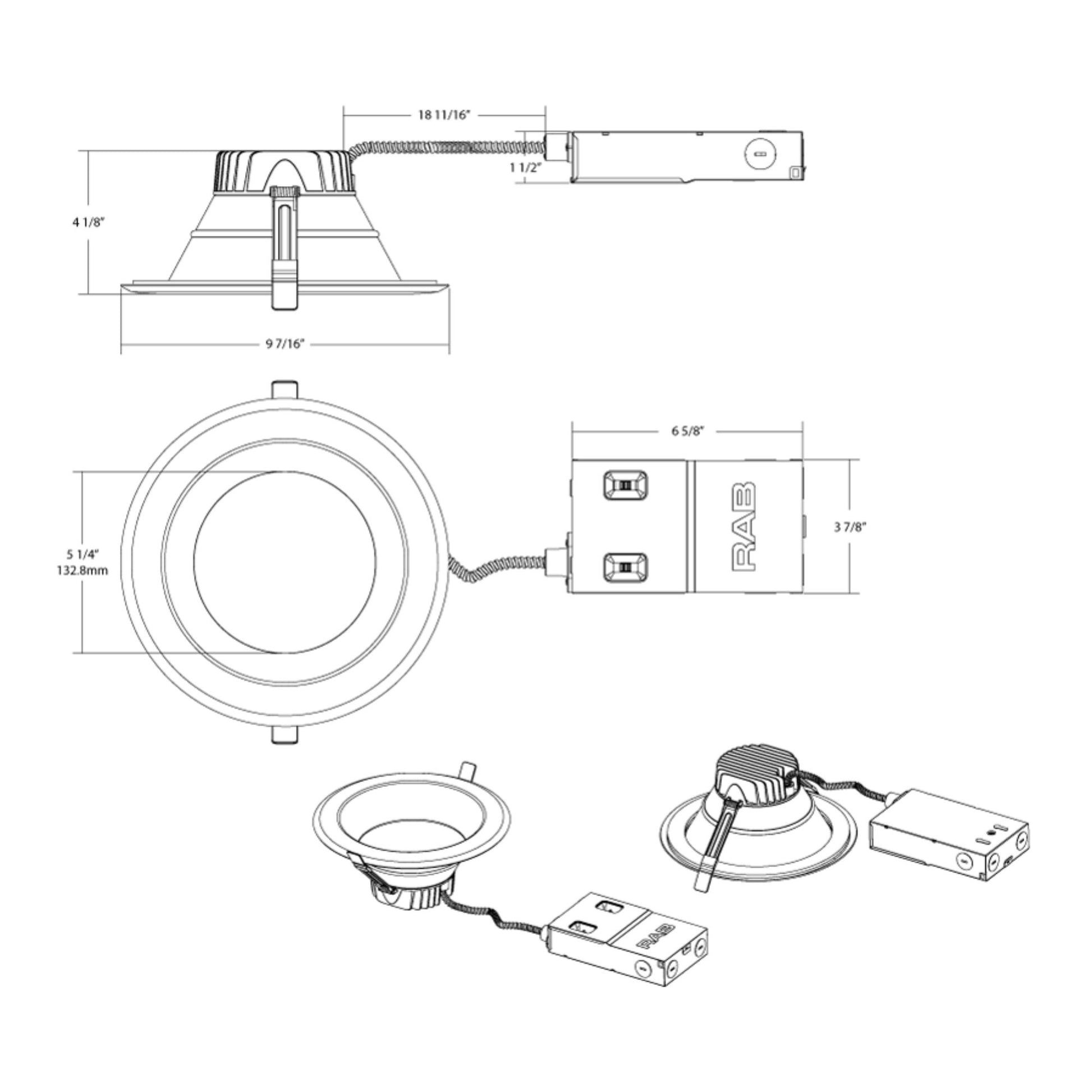 8" High-Output Commercial Downlight, 8000 Lm, 5-CCT, 120-277V, 0-10V - Bees Lighting