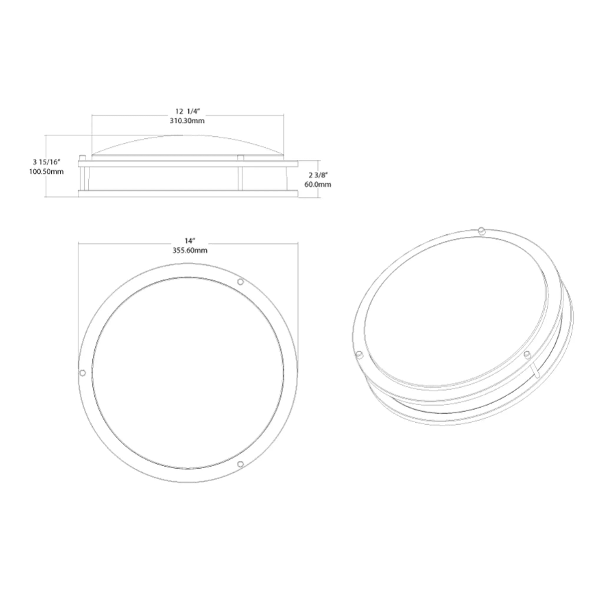 CURV 14" LED Flush Mount, 5CCT Brushed Nickel Finish
