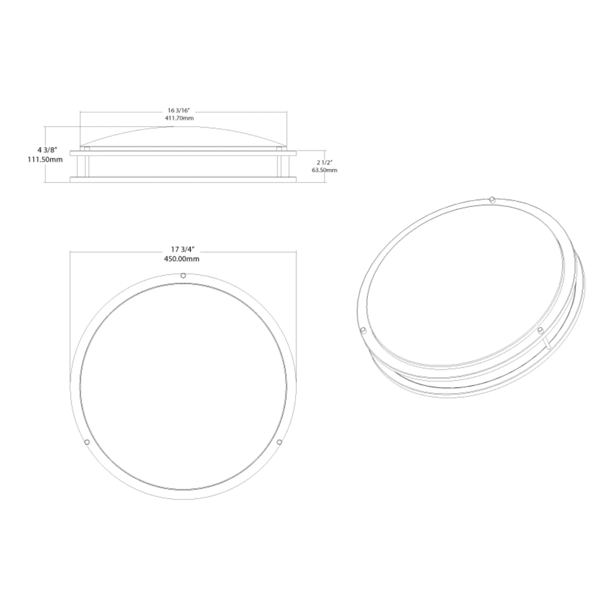 CURV 18" LED Flush Mount, 5CCT Brushed Nickel Finish, Occupancy Sensor