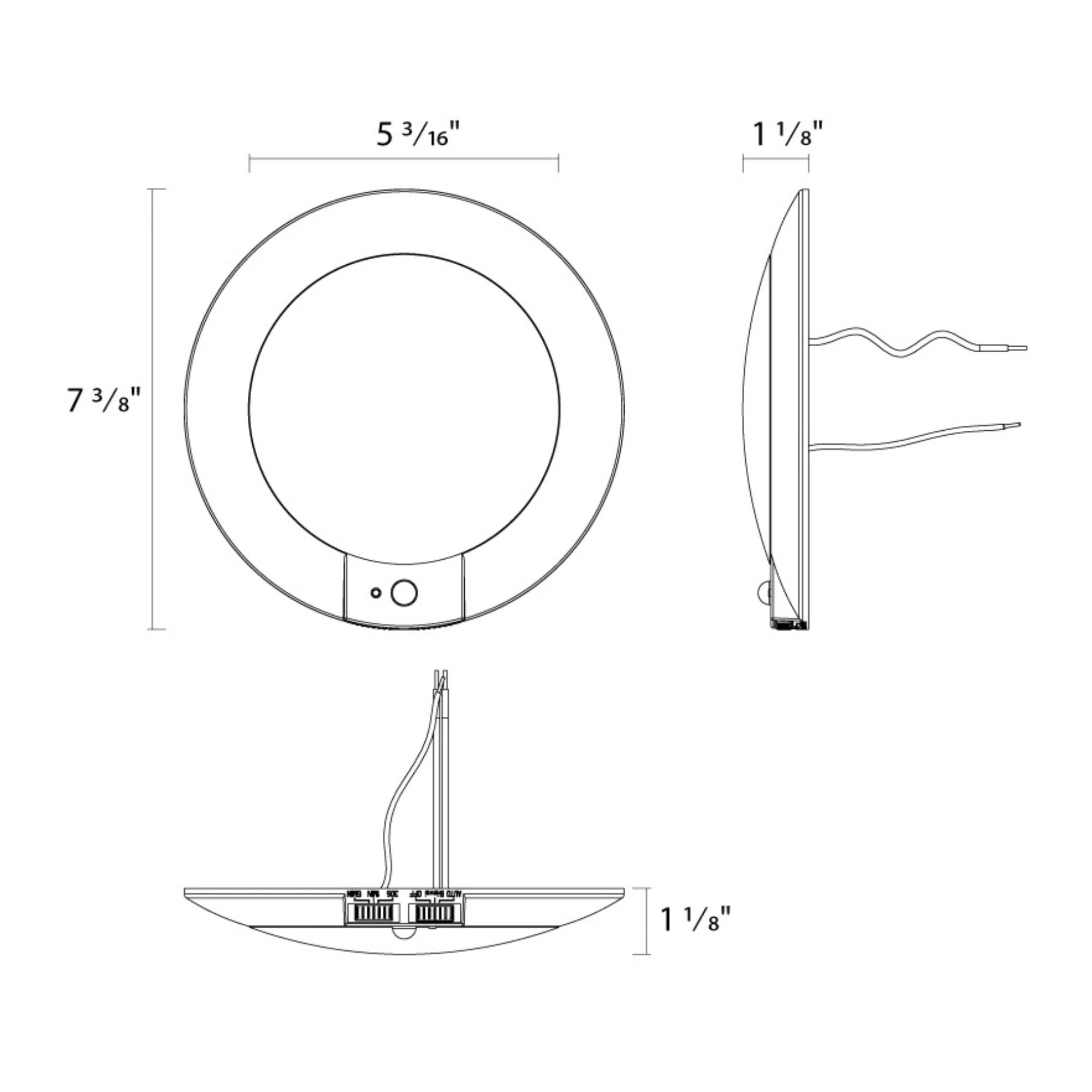 RAB DISK-6/PIR 6" LED Surface Mount, 12W, 1050lm, Selectable CCT, 120V, White, Motion Sensor