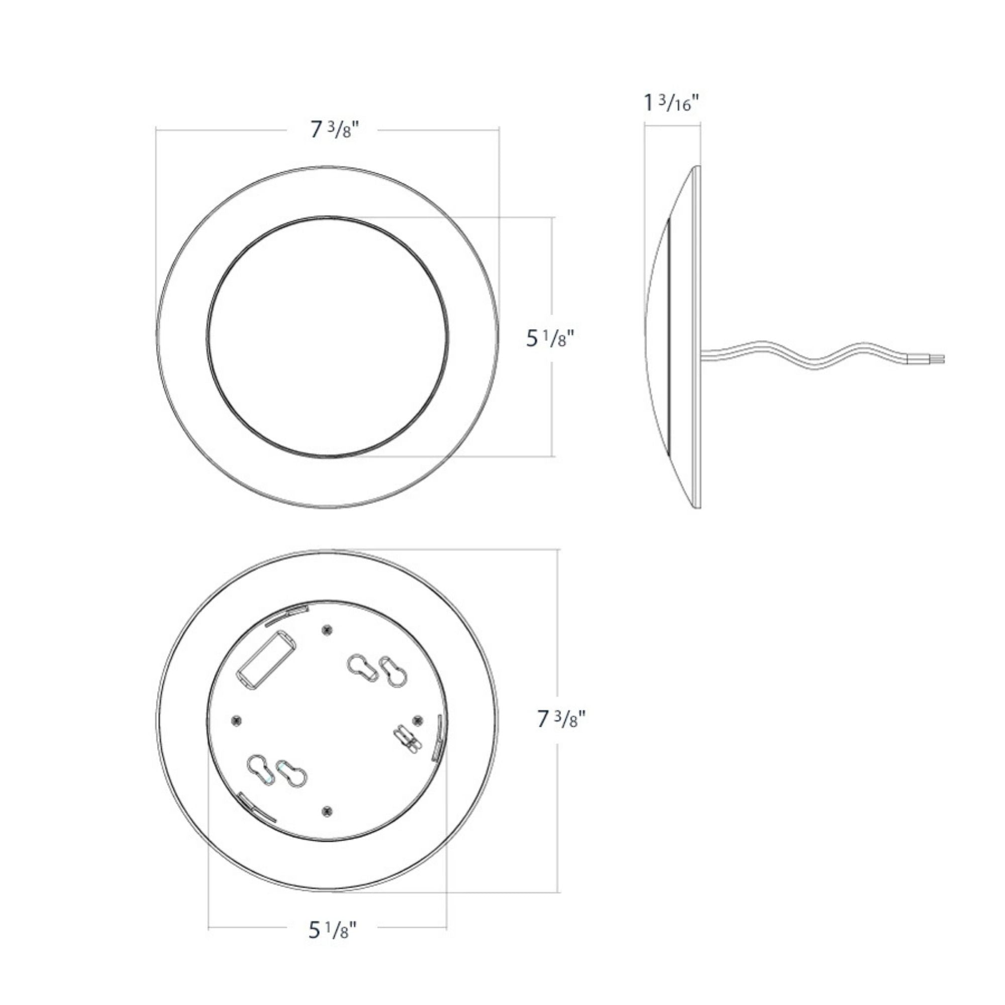 CCT-Adjustable 6" LED Surface Mount Disk Light, 900 Lm, White, 120V