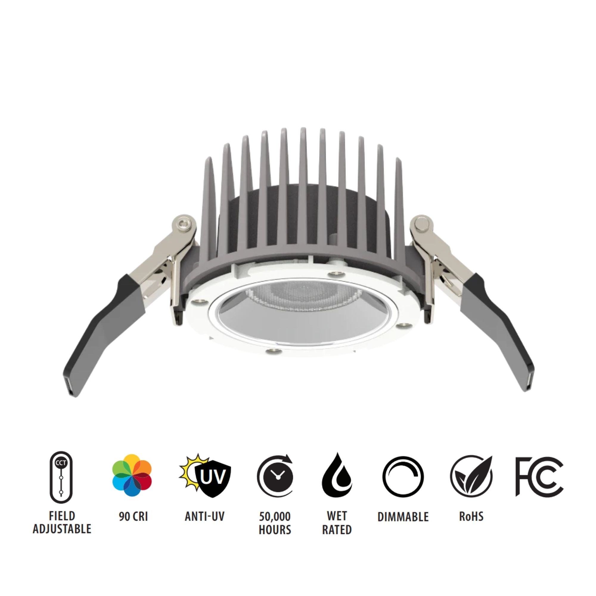 4" HALED Canless Recessed Downlight, 1100 Lumens, Selectable CCT