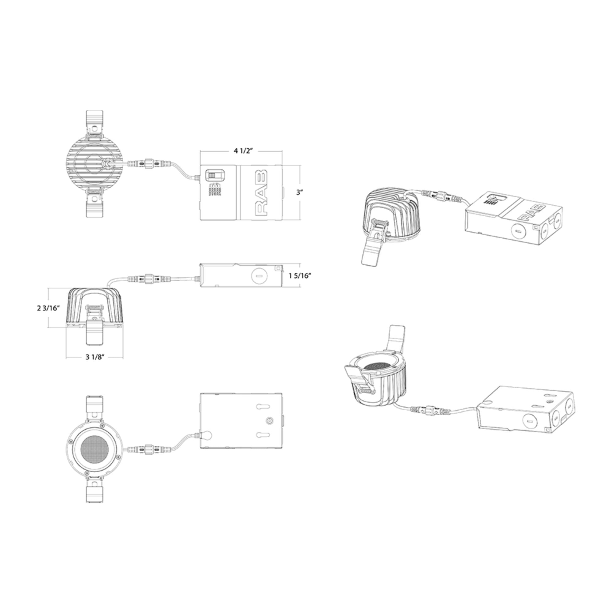 4" HALED Canless Recessed Downlight, 1100 Lumens, Selectable CCT - Bees Lighting