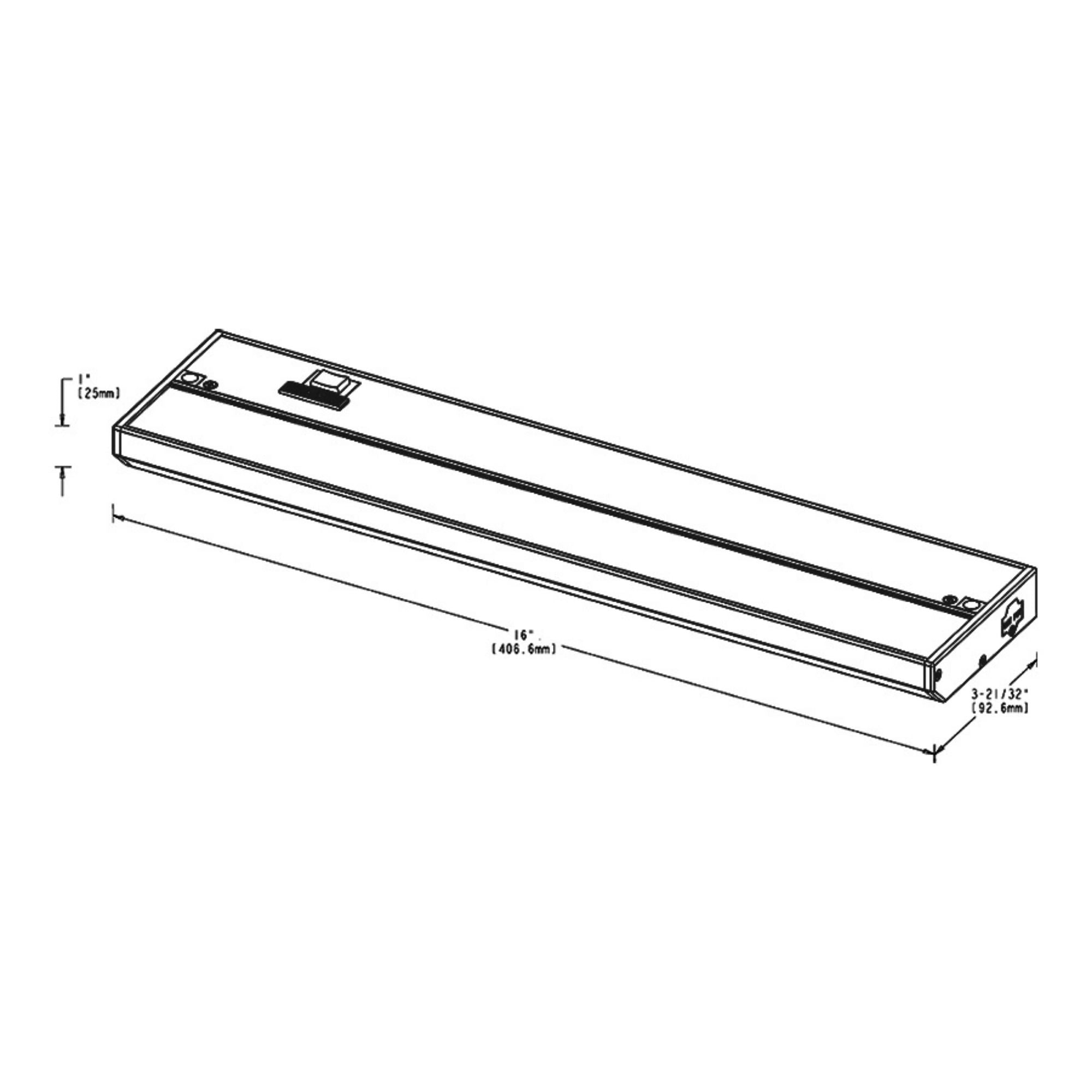 KNOOK 16" LED Under Cabinet Light, Selectable CCT, 9/5W, 120V, White