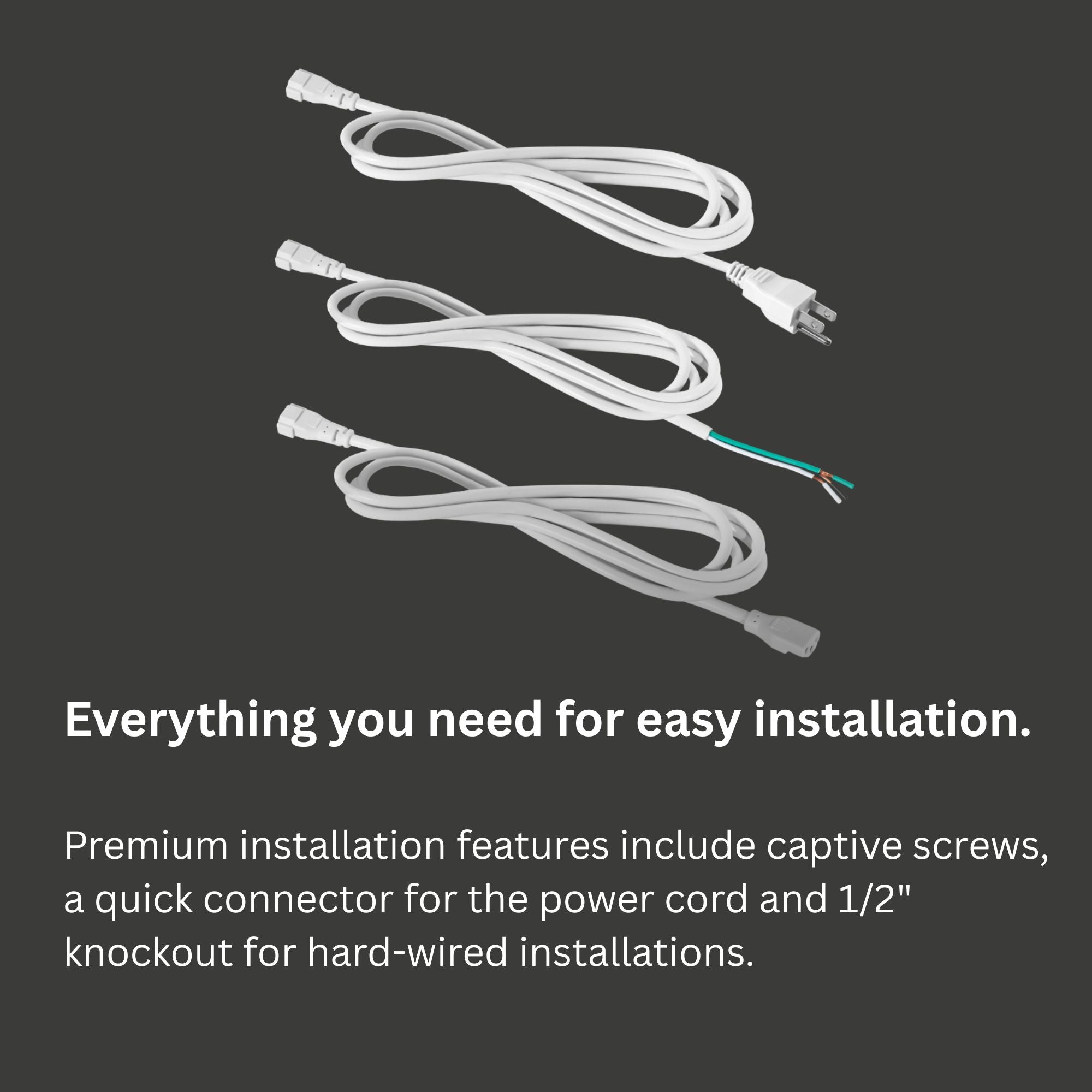 KNOOK 6FT Flexible Fixture-to-Outlet Power Cord, Black