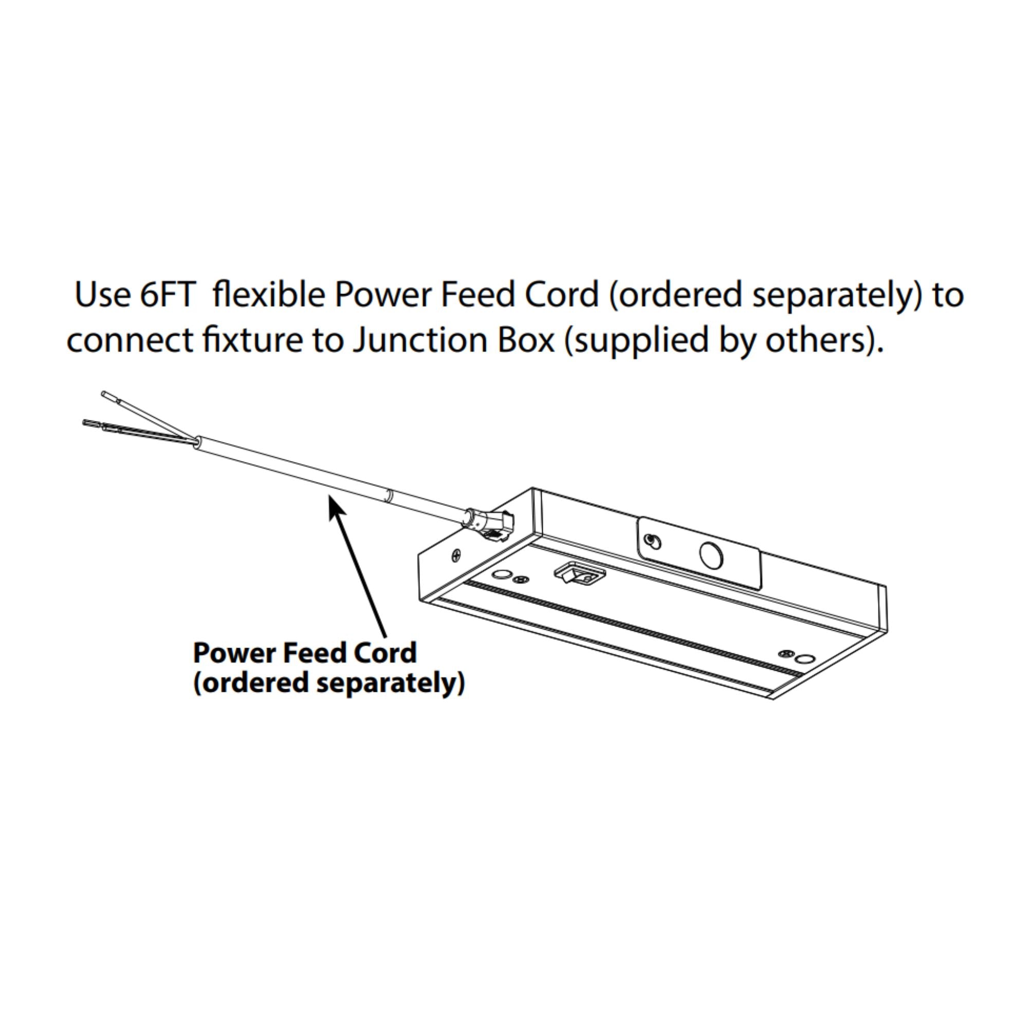 KNOOK 6FT Power Feed Cord Connector for Fixture-to-Junction Box, White