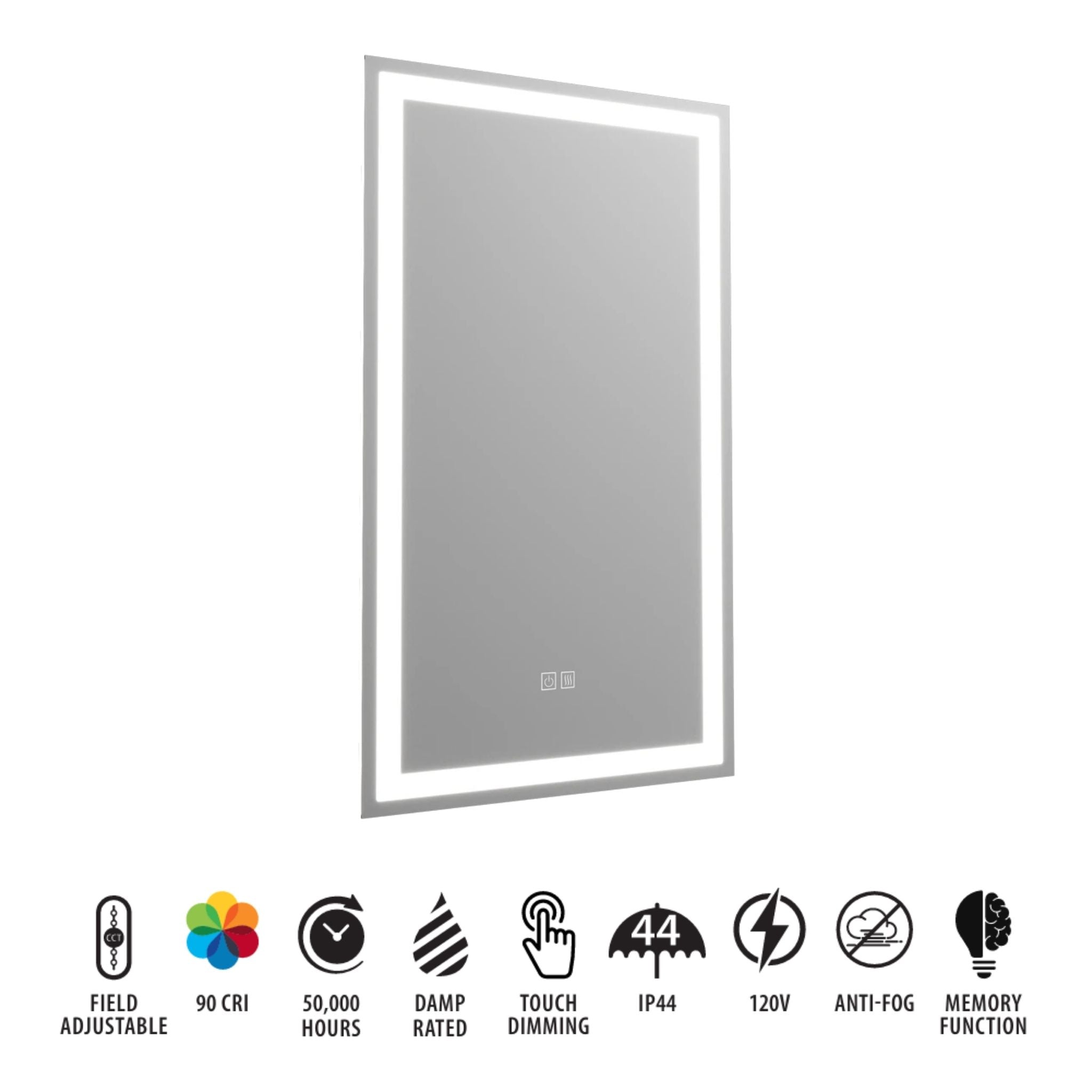 RAB MIRA Mirror Light Frameless Rectangle 18"X32", Integrated LED with 5CCT