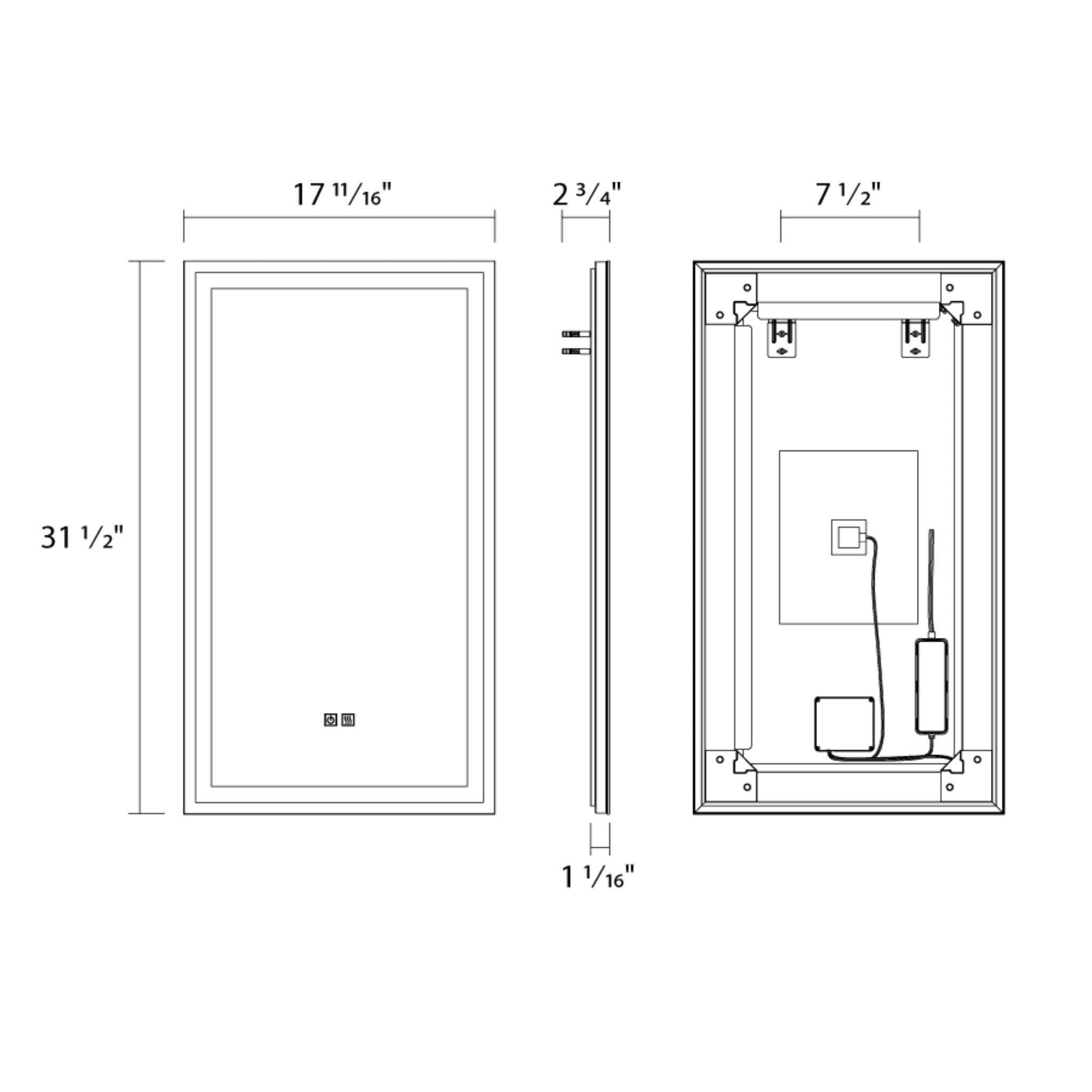 RAB MIRA Mirror Light Frameless Rectangle 18"X32", Integrated LED with 5CCT