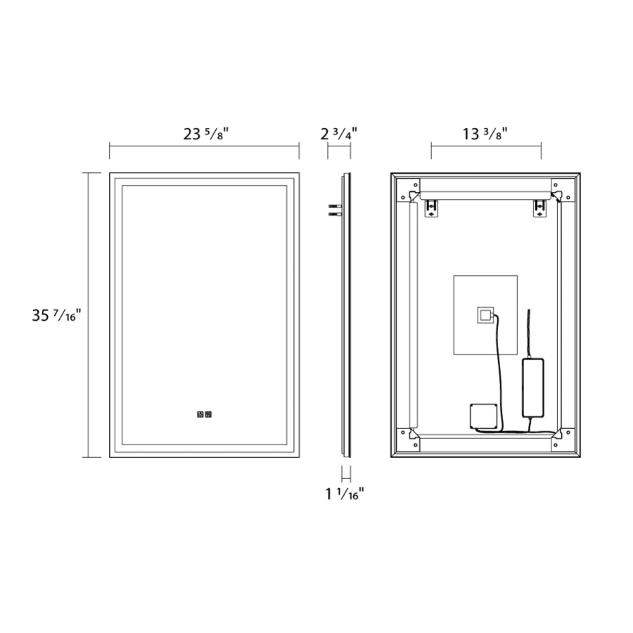 RAB MIRA Mirror Light Frameless Rectangle 24"X36", Integrated LED with 5CCT
