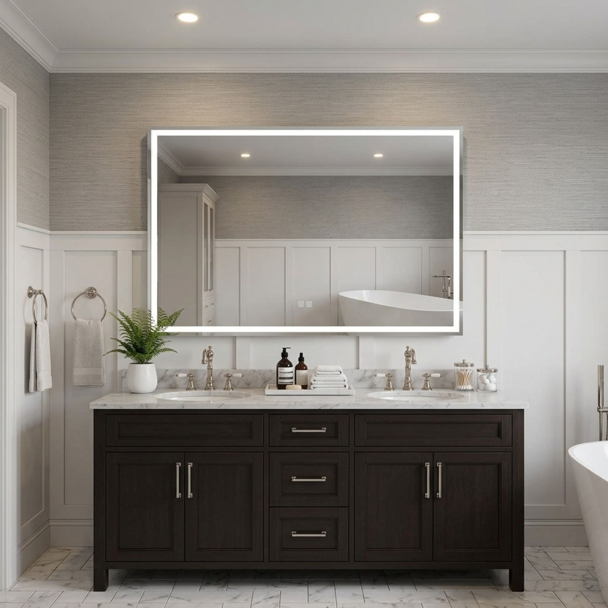 RAB MIRA Mirror Light Frameless Rectangle 48"X36", Integrated LED with 5CCT