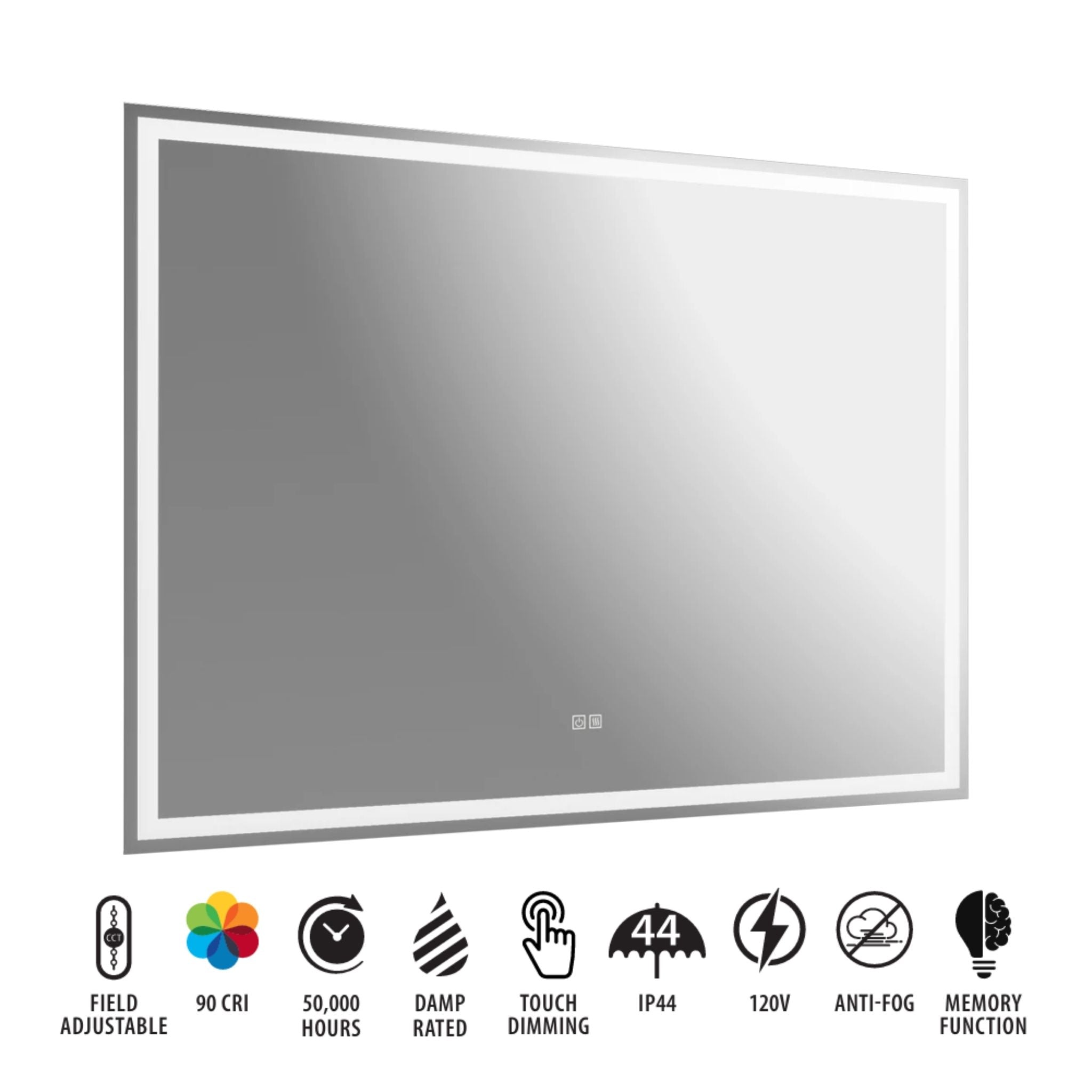 RAB MIRA Mirror Light Frameless Rectangle 48"X36", Integrated LED with 5CCT