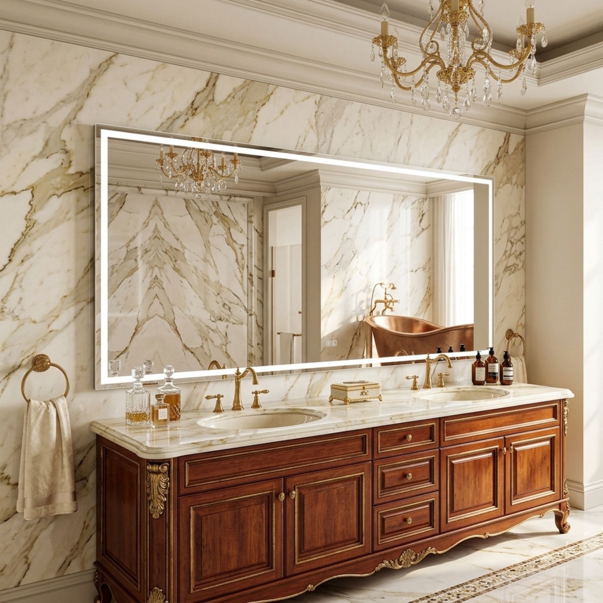 RAB MIRA Mirror Light Frameless Rectangle 72"X36", Integrated LED with 5CCT