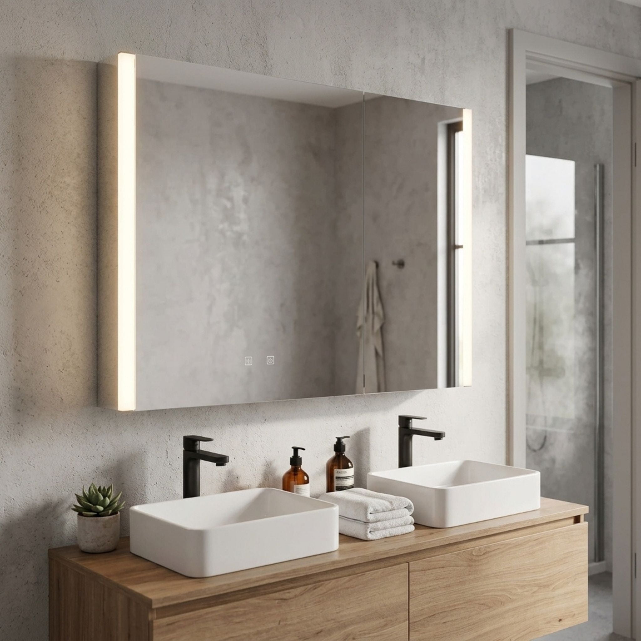 RAB MIRA Mirror Light Cabinet Rectangle 32"X28", Integrated LED with 5CCT