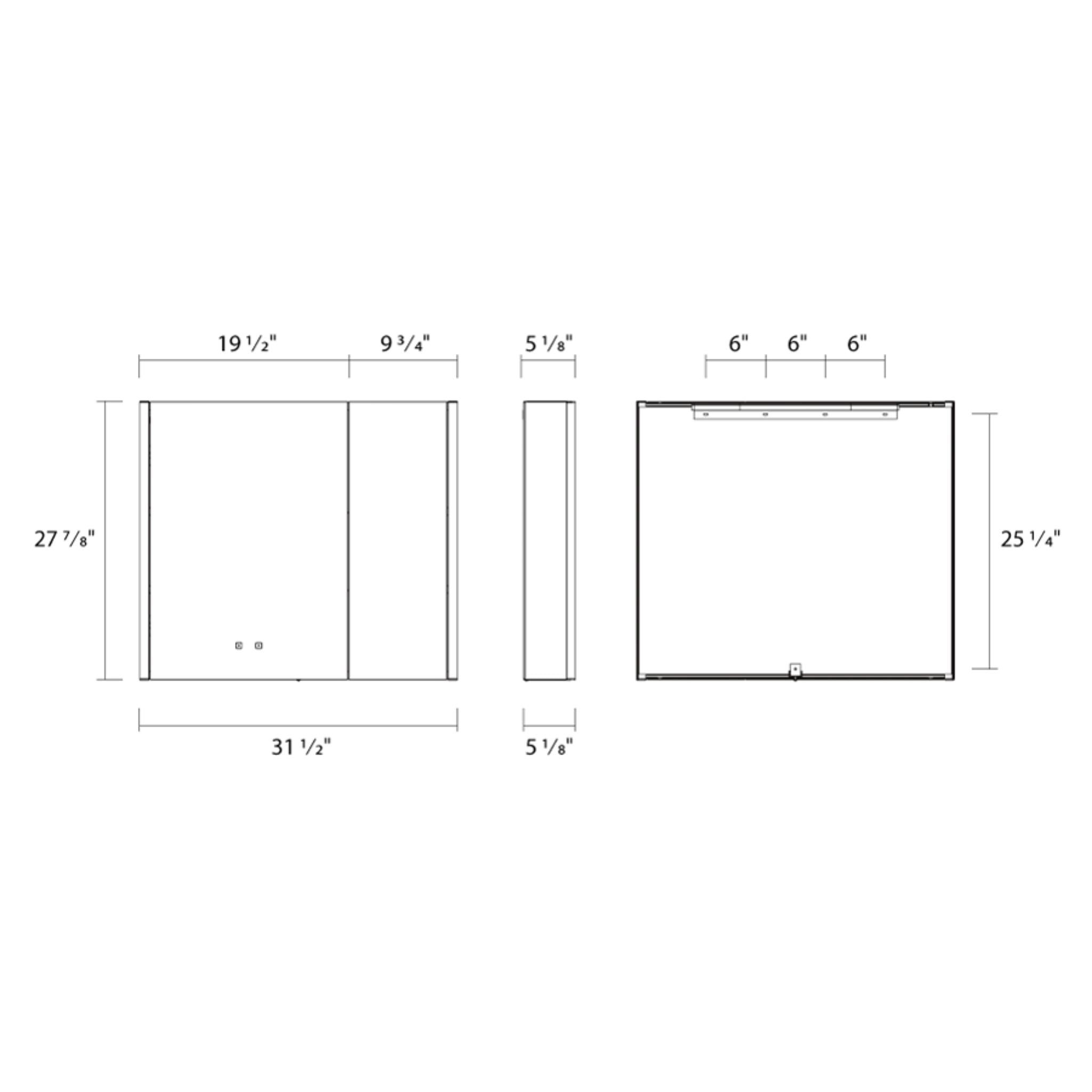 RAB MIRA Mirror Light Cabinet Rectangle 32"X28", Integrated LED with 5CCT