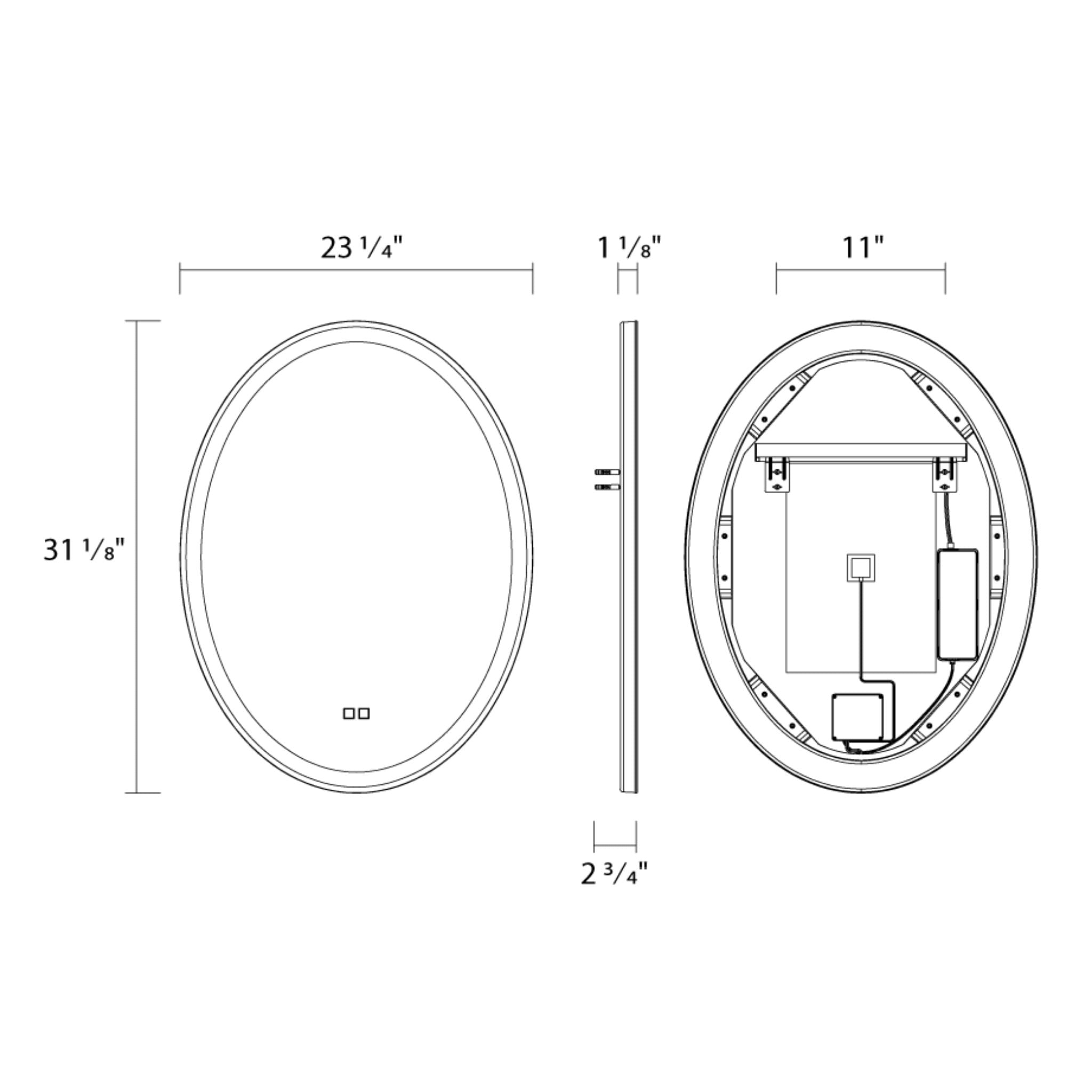 RAB MIRA Mirror Light Frameless Ellipse 24"X32", Integrated LED with 5CCT