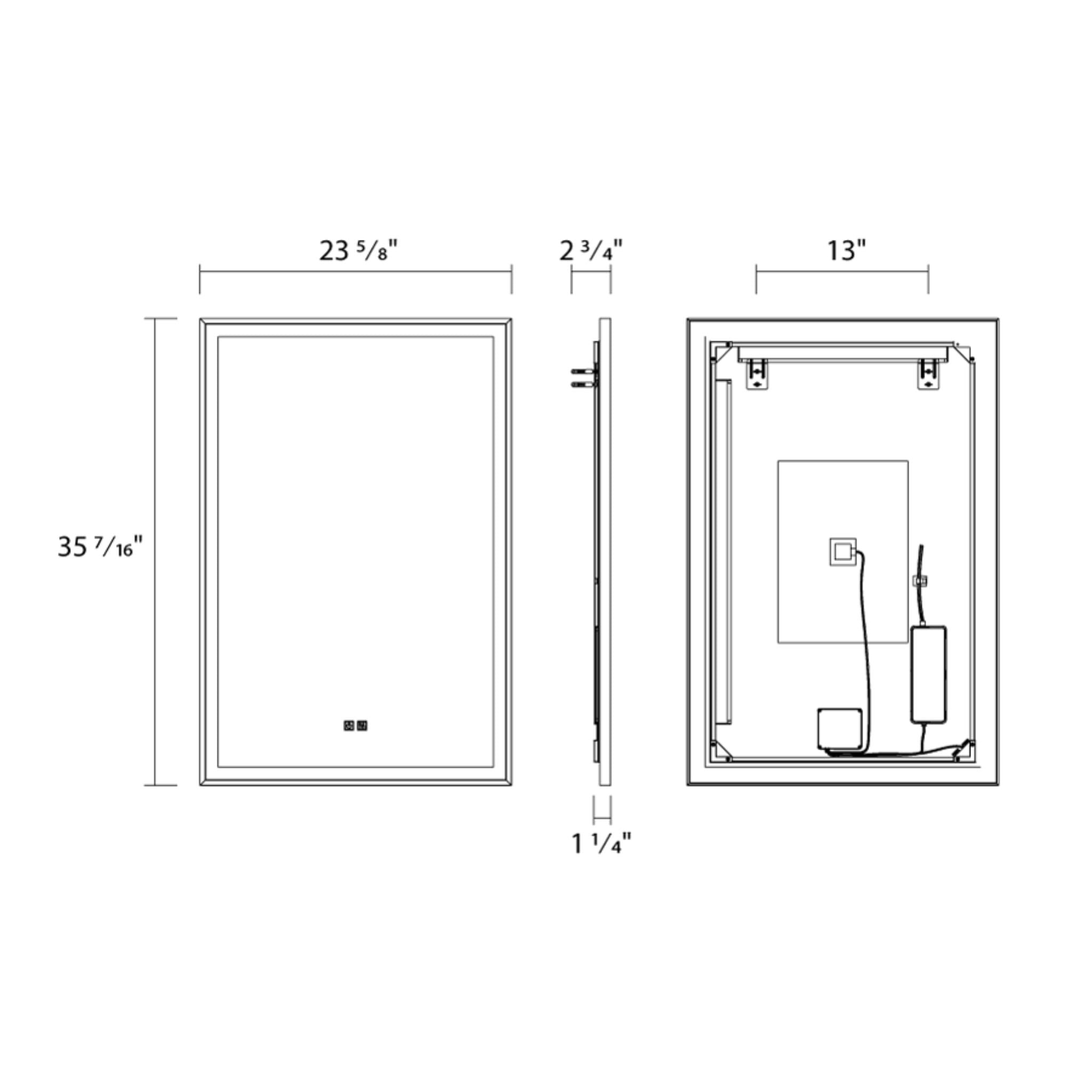 RAB MIRA Mirror Light with Black Frame Rectangle 24"X36", Integrated LED with 5CCT