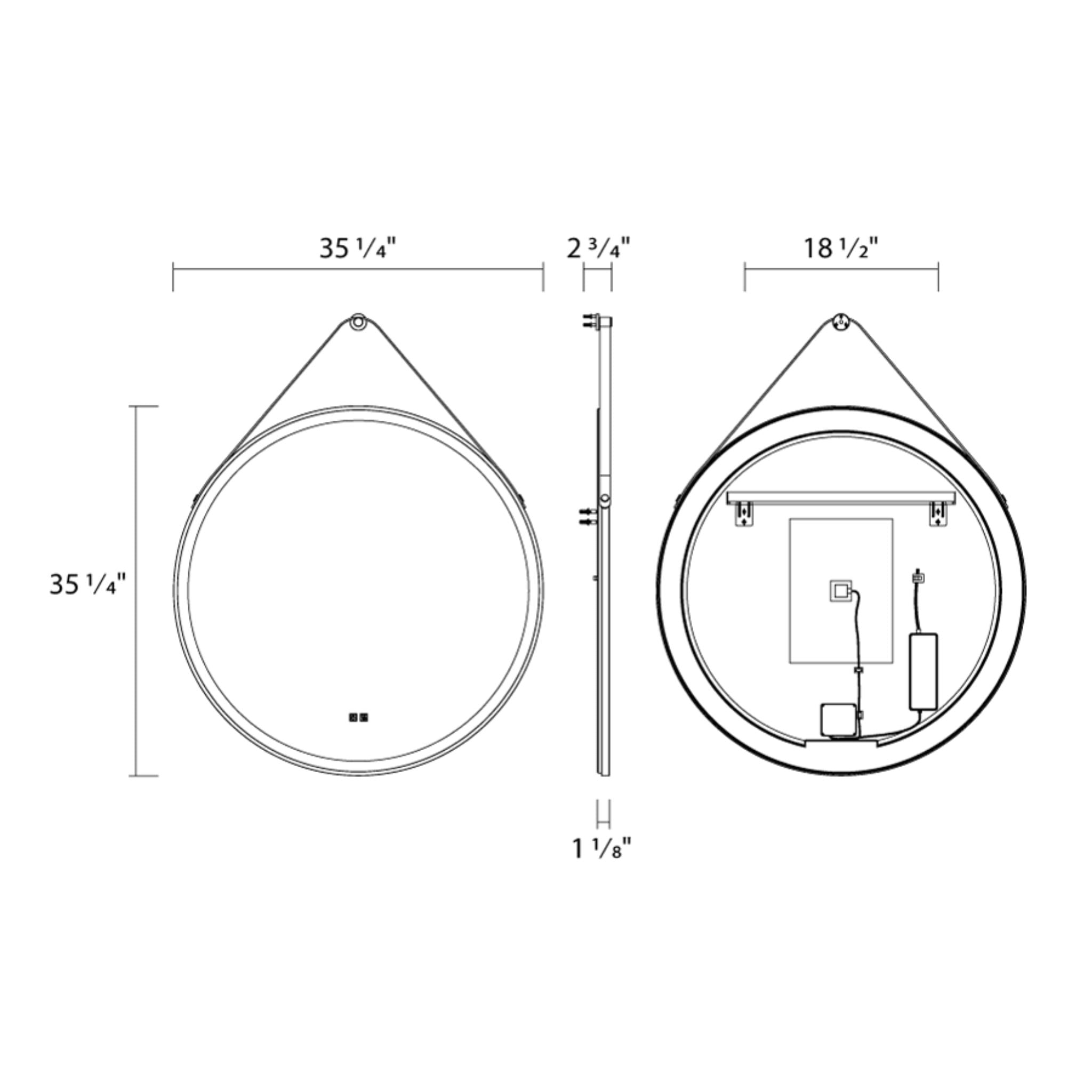 RAB MIRA Mirror Light with Black Frame Round 36", Integrated LED with 5CCT