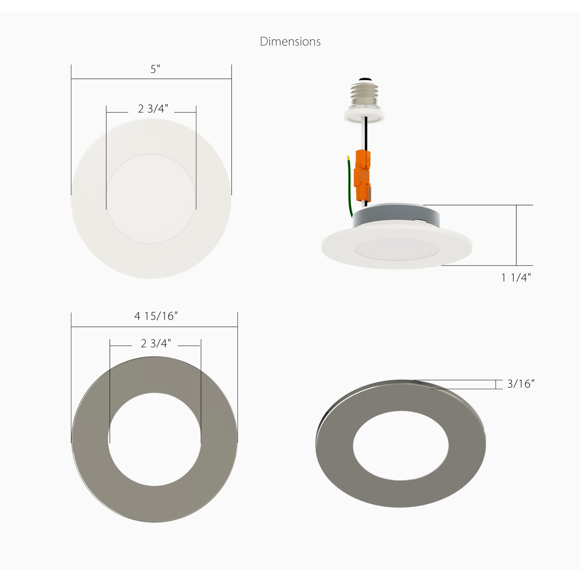 PUCKFA 4" LED Surface Mount Light, Selectable CCT, White Finish, 120V