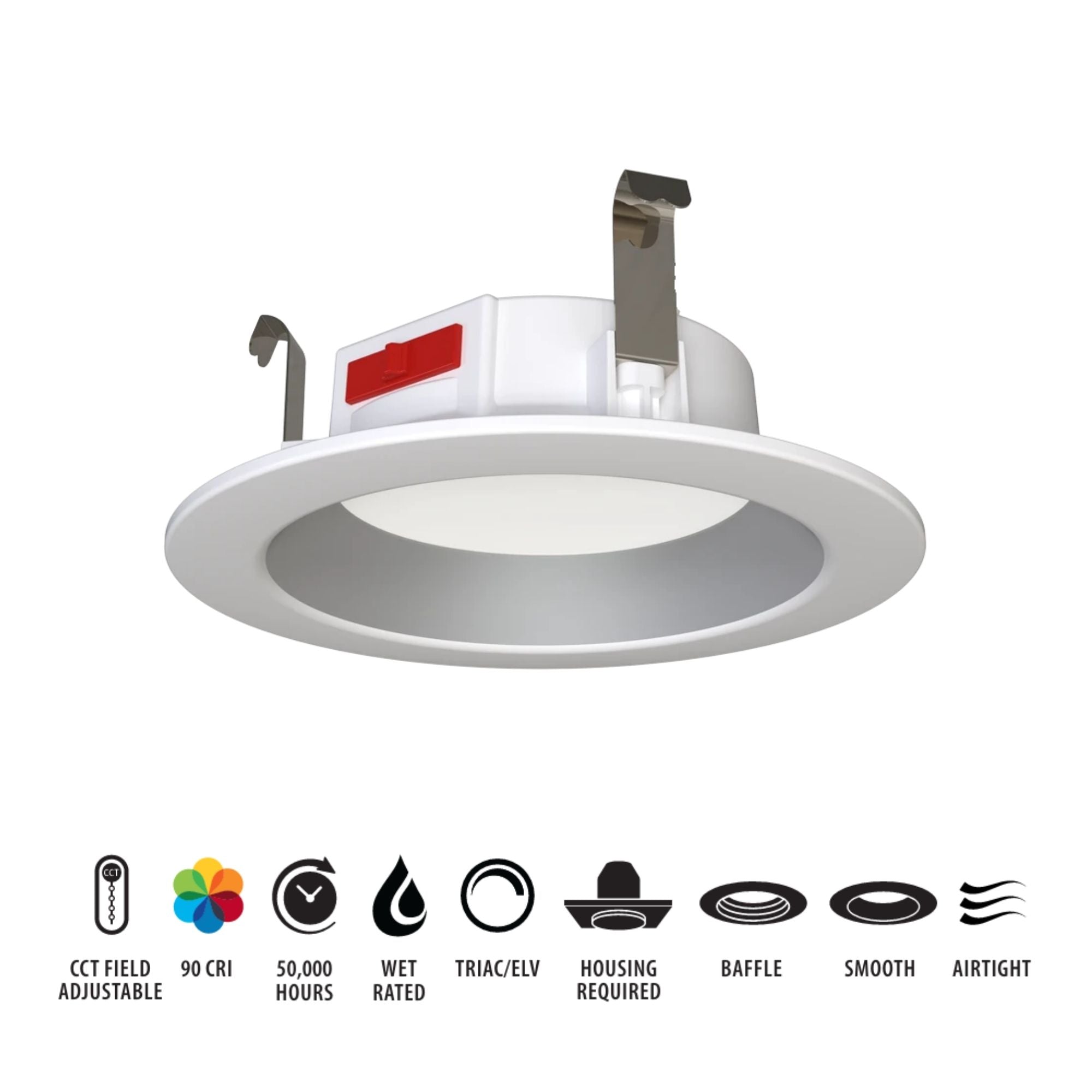 RAB R34-4-HW 4 in. Open Reflector Retrofit Downlight 8W 700 Lumens Selectable CCT Wet Rated, Haze White