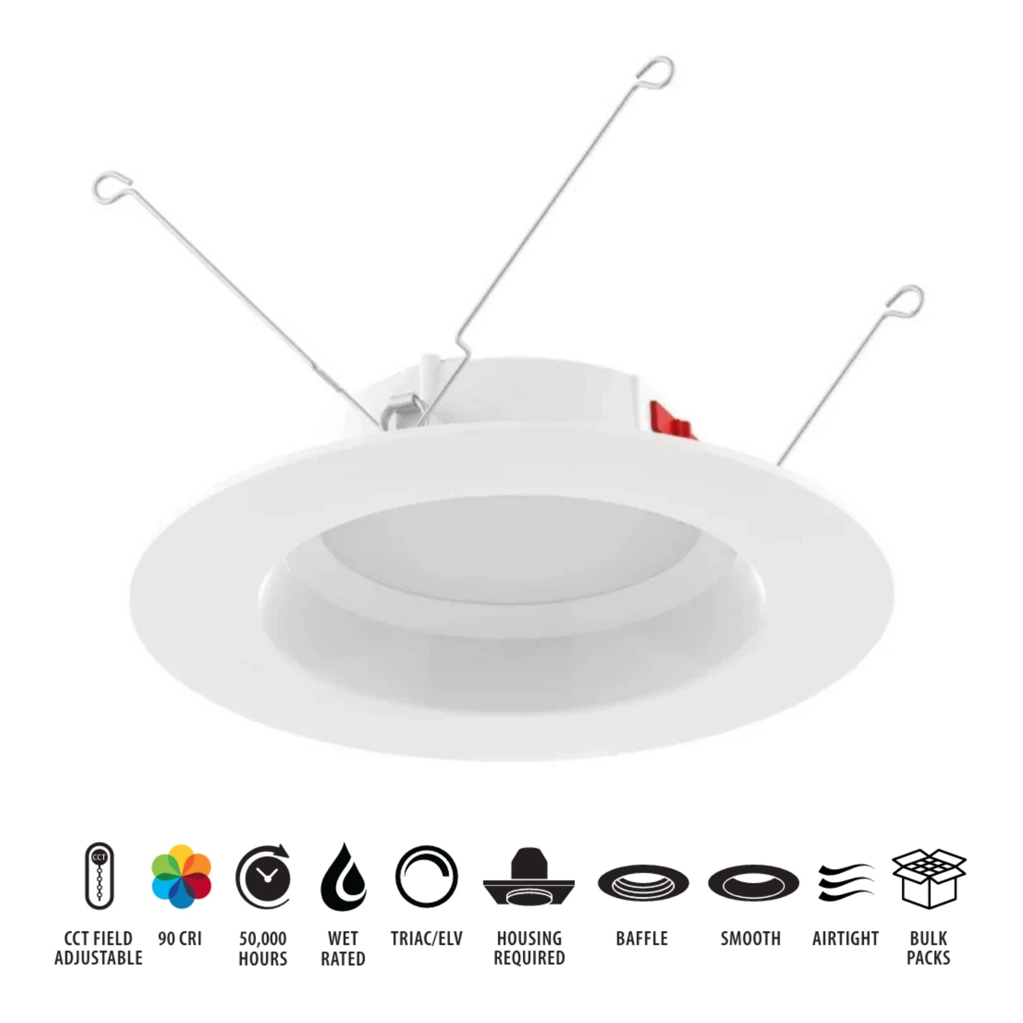 RAB R34-6/BP 6 in. Open Reflector Retrofit Downlight 10W 900 Lumens Selectable CCT 12-Pack