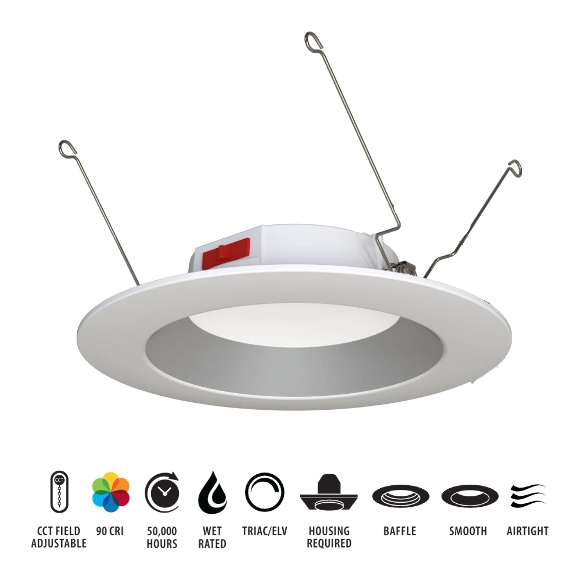 RAB R34-6-HW 6 in. Open Reflector Retrofit Downlight 10W 900 Lumens Selectable CCT Wet Rated, Haze White