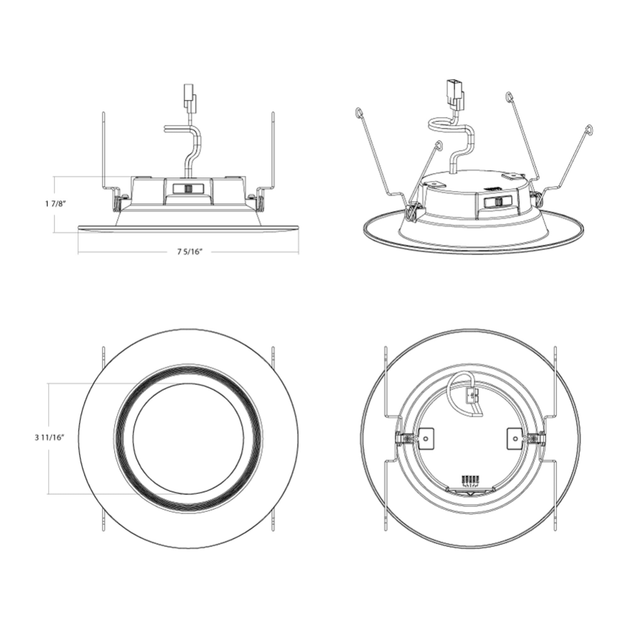 6" R34 Retrofit LED Can Light, 900 Lm, CCT-Adjustable, Round Baffle Trim - Bees Lighting